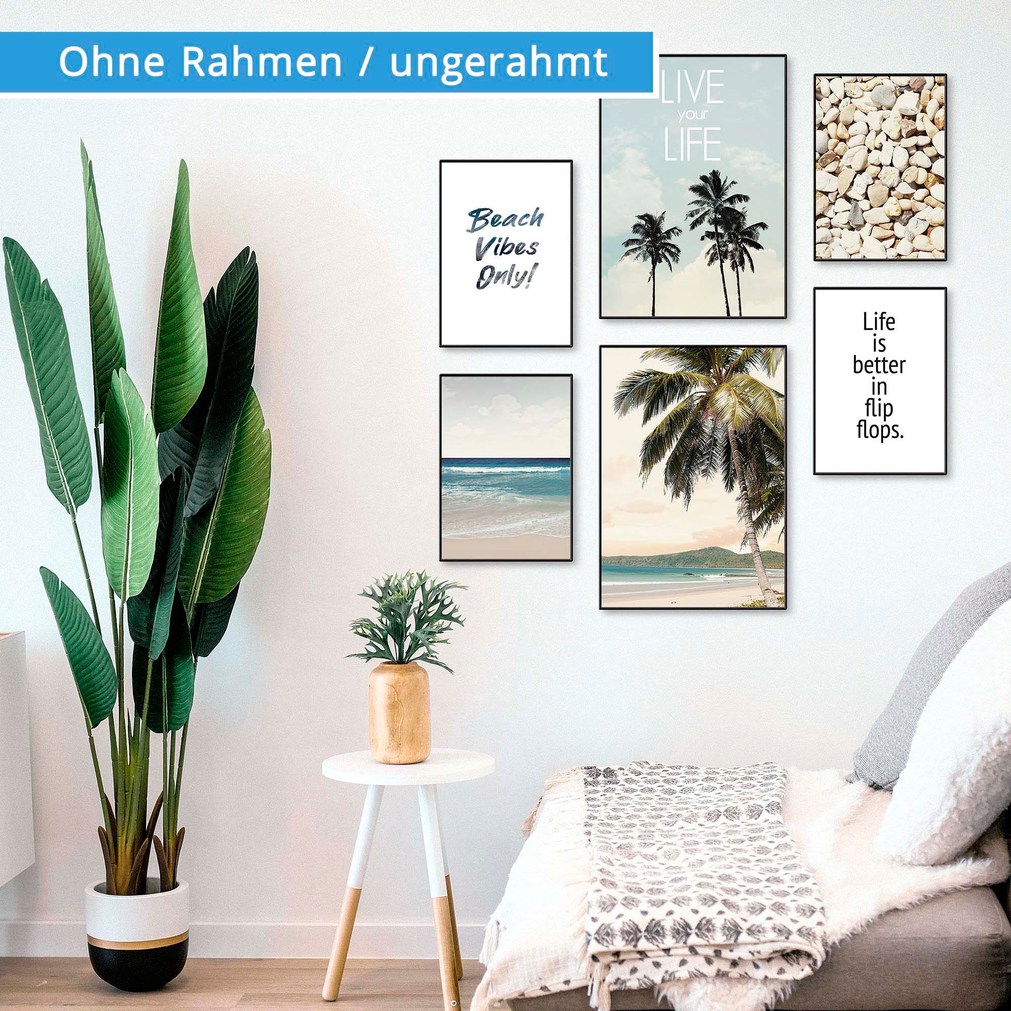 Artland Poster »Strandleben unter Palmen« Strand 6 Stk. tlg. Bilder Set, 6tlg. 4xDIN A4 / 2xDIN A3, ohne Rahmen