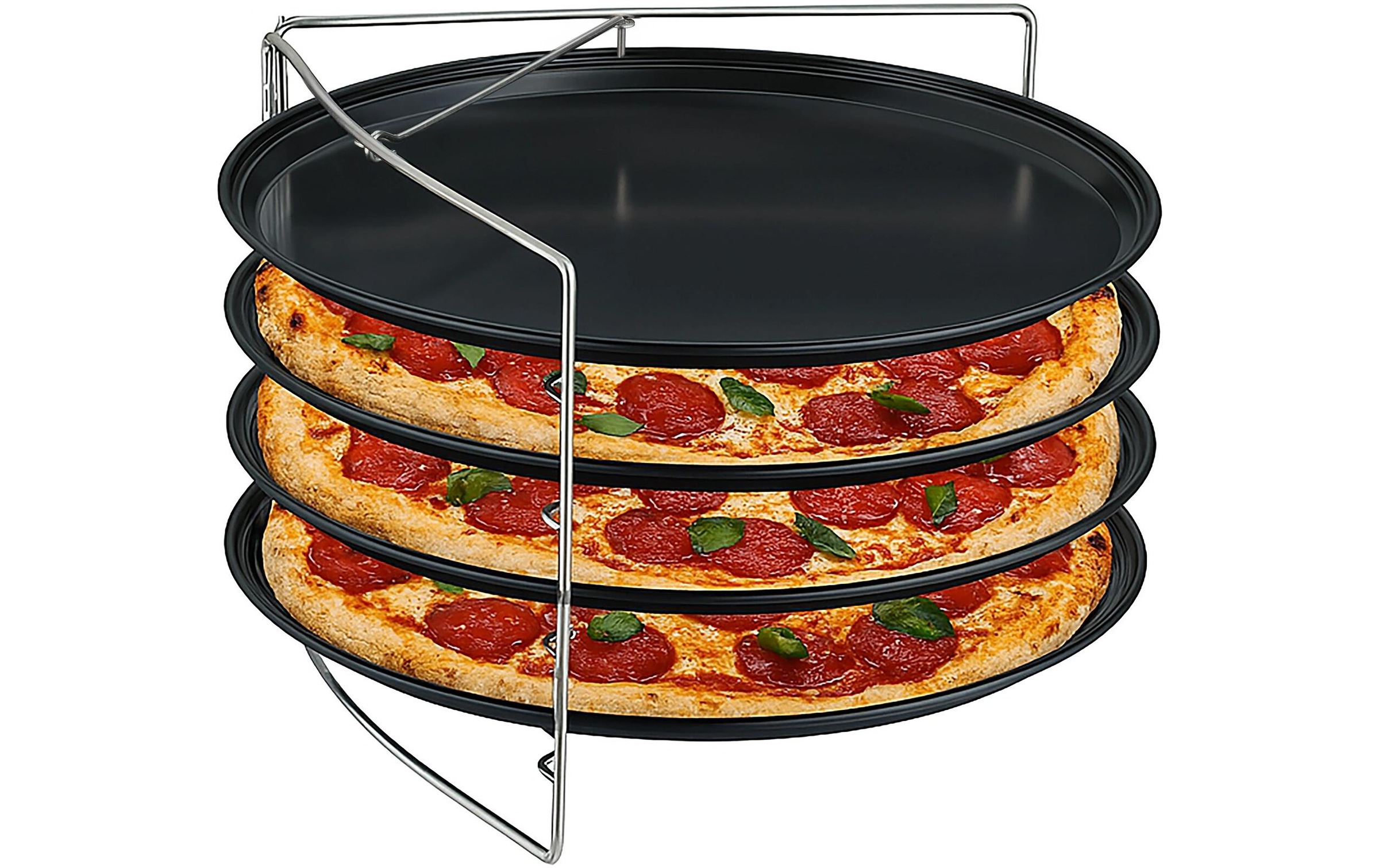 Image of relaxdays Pizzablech "4er-Set mit Gestell" Edelstahl Stahl