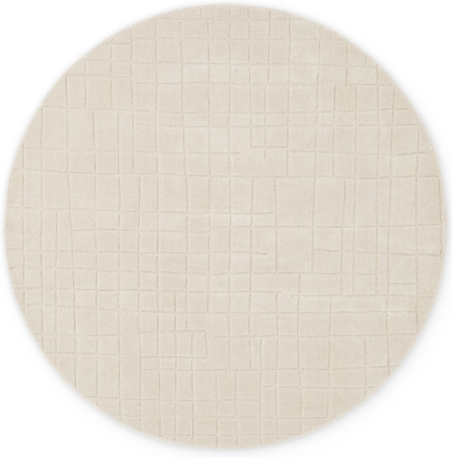 Villeroy & Boch Tapis en laine »Kenso« Rond 15 mm Höhe laine, à carreaux, naturel, fait main, salon, chambre, hygge