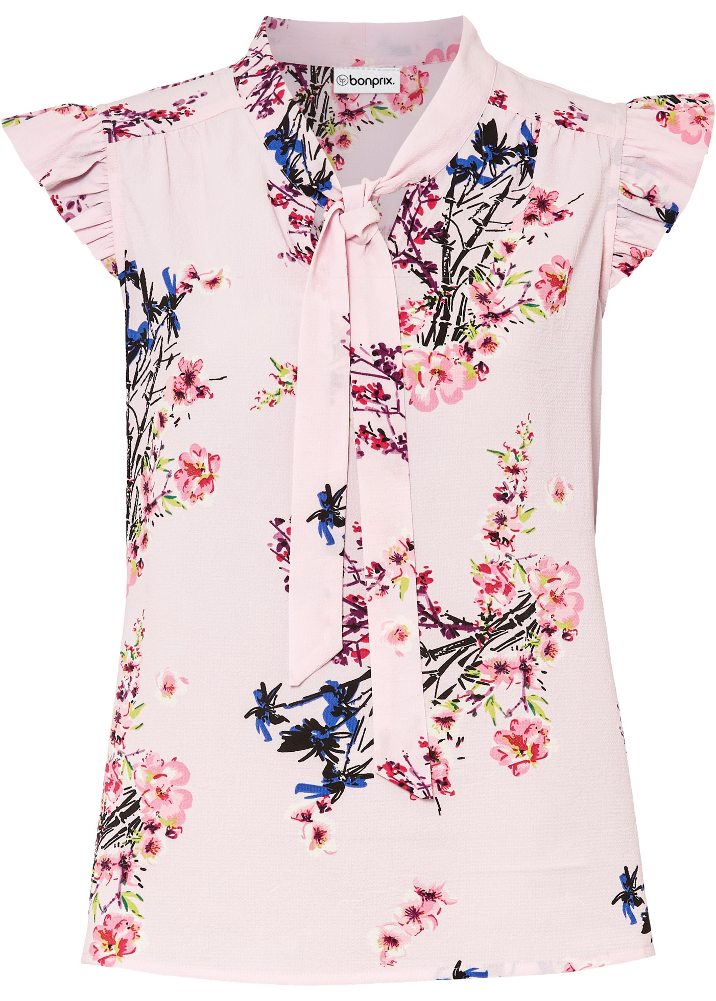 bonprix Schluppenbluse lockerer Schnitt, eleganter Stil, mit kurzen Volantärmeln