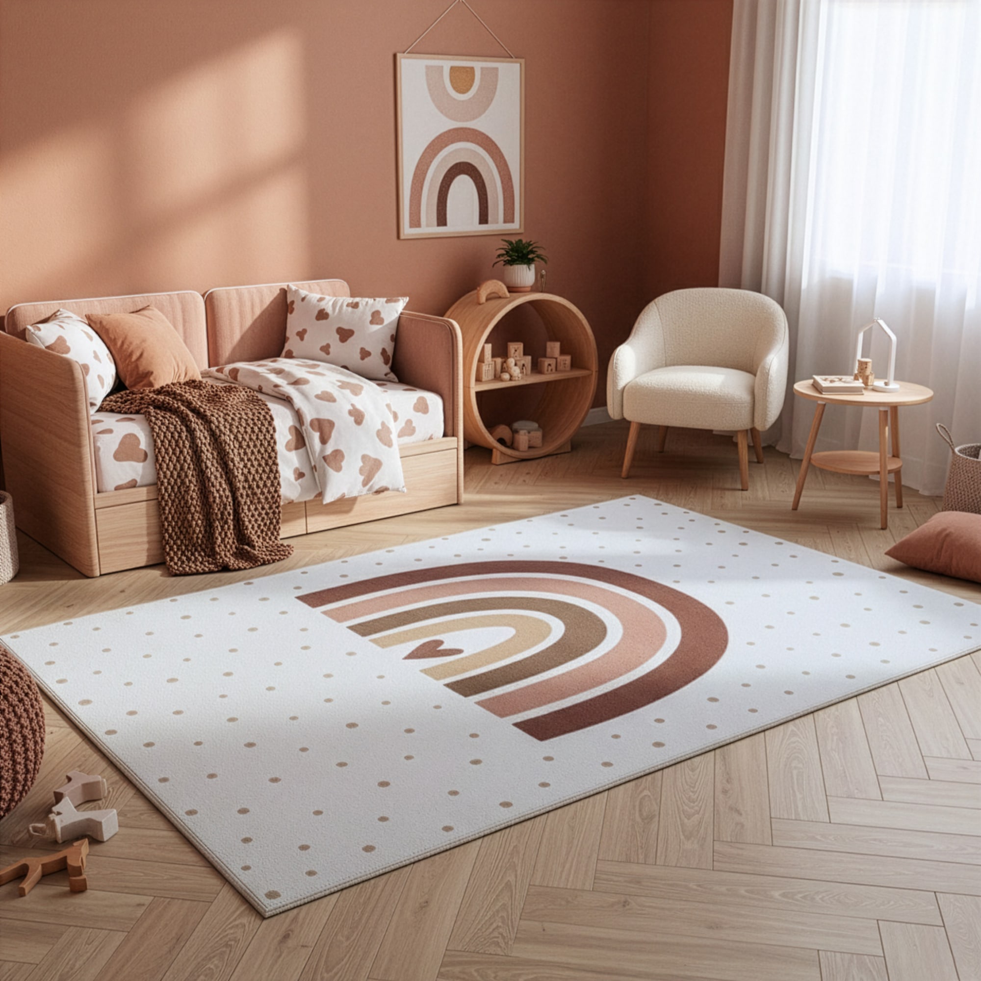 Image of Ayyildiz Teppiche Kinderteppich "COCO 1132, auch in rund erhältlich" rechteckig 8 mm Höhe Waschbar bei 30 C, rutschhemmend, OEKO-TEX zertifiziert, Regenbogen