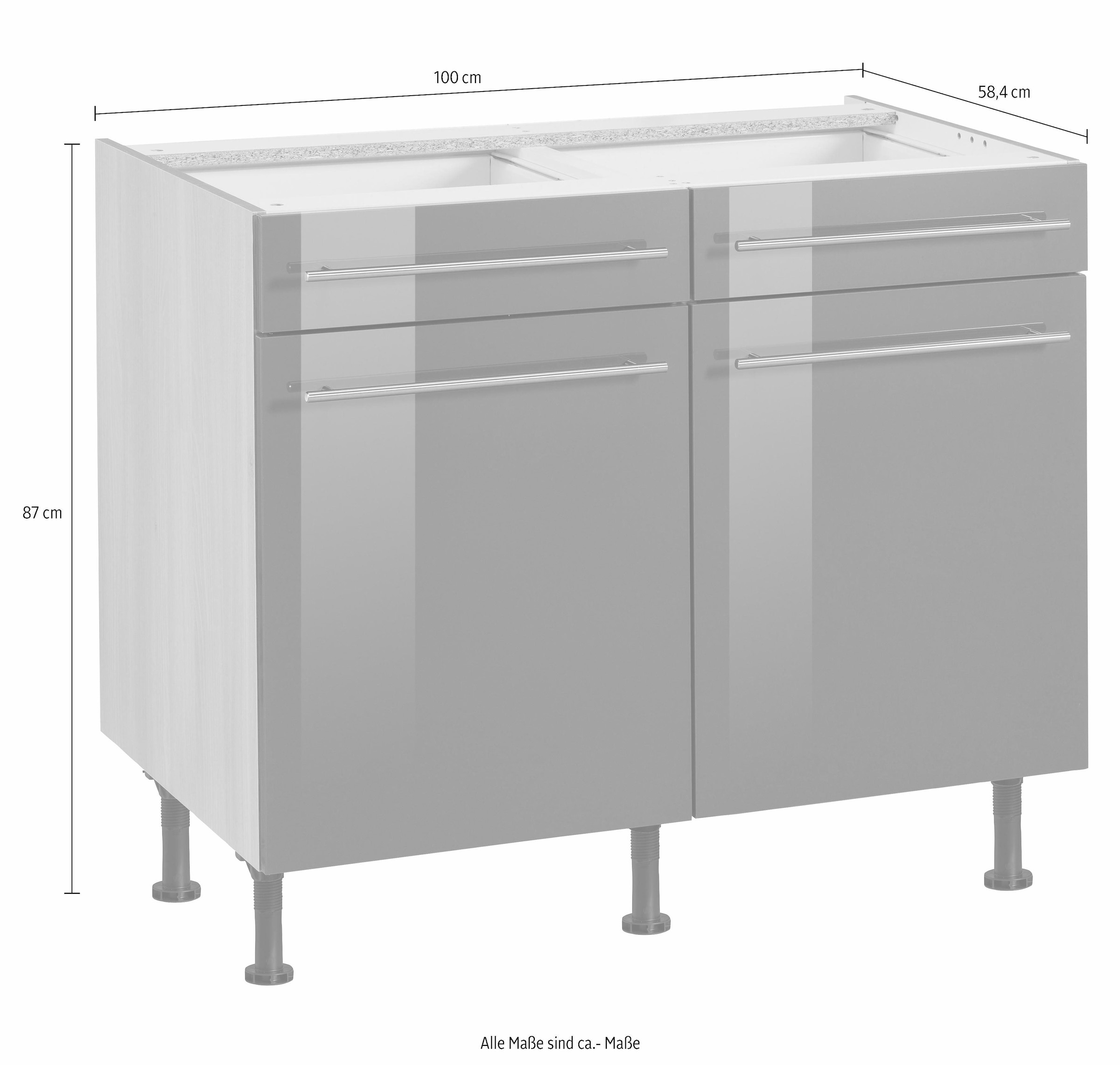OPTIFIT Unterschrank »Bern«, 100 cm breit, mit 2 Türen, 2 Schubkästen, höhenverstellbare Füsse