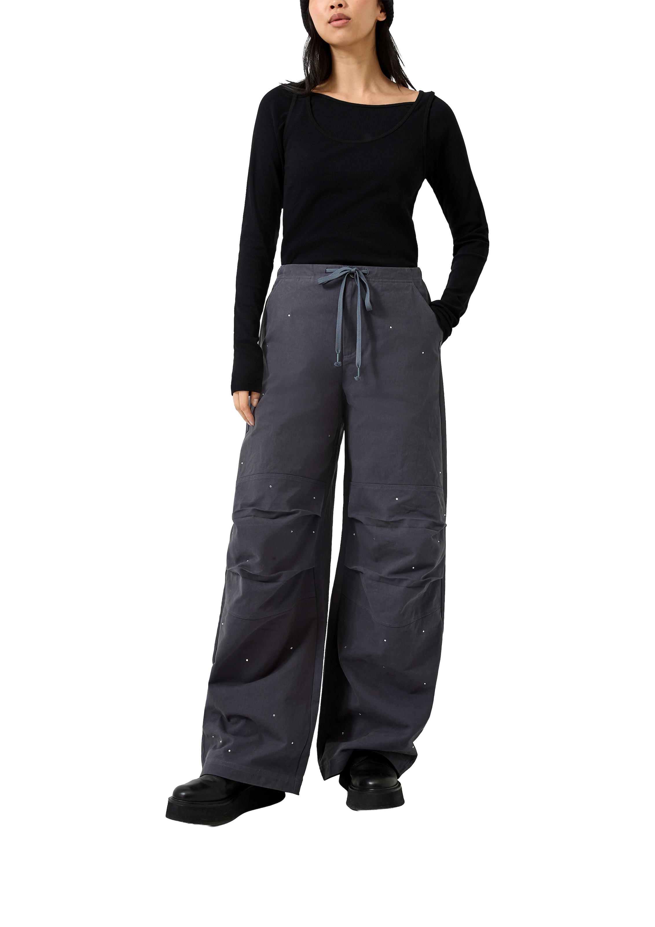 QS Langarmshirt im Doppellayer-Look / Stretch