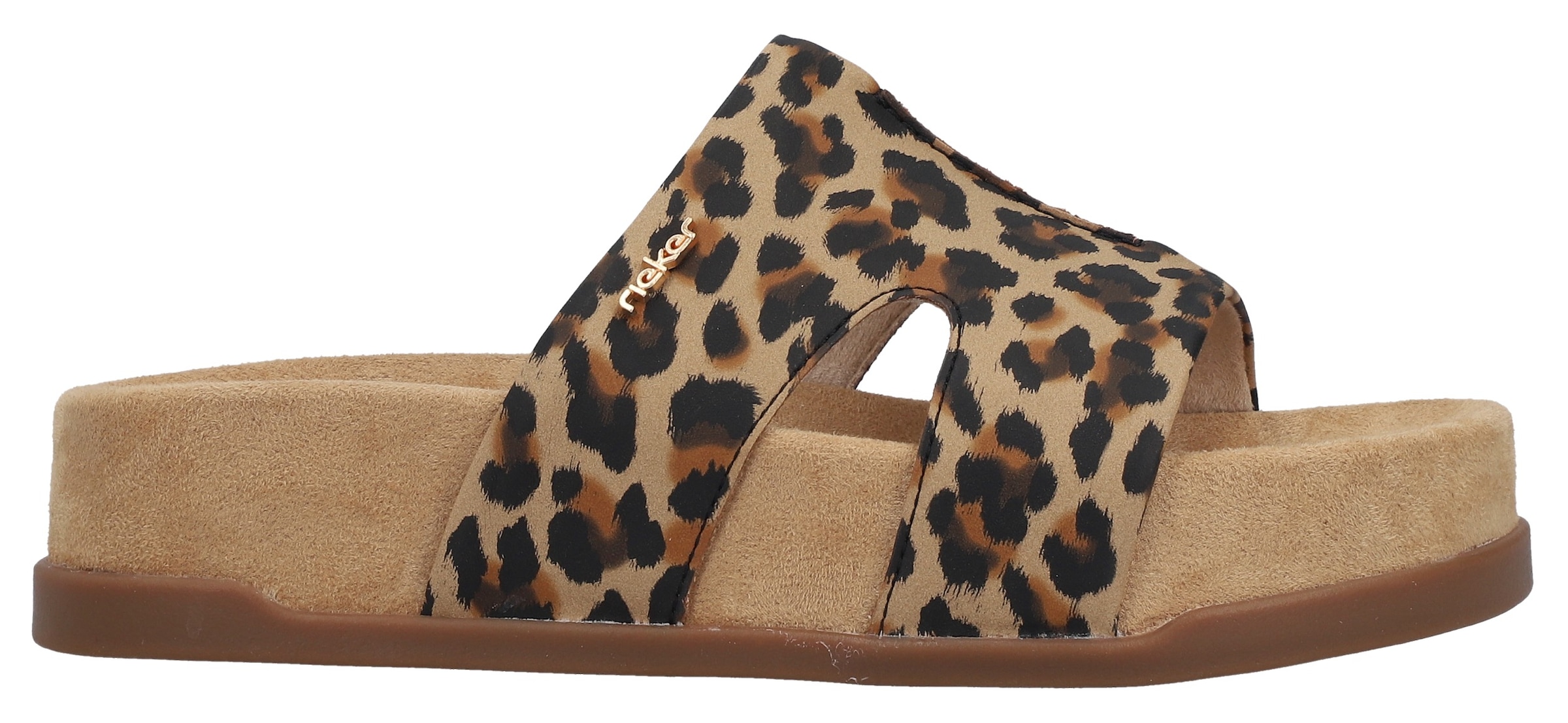 Rieker Pantolette  chaussure d’été, chaussure de plage, chaussure de vacances en look léopard