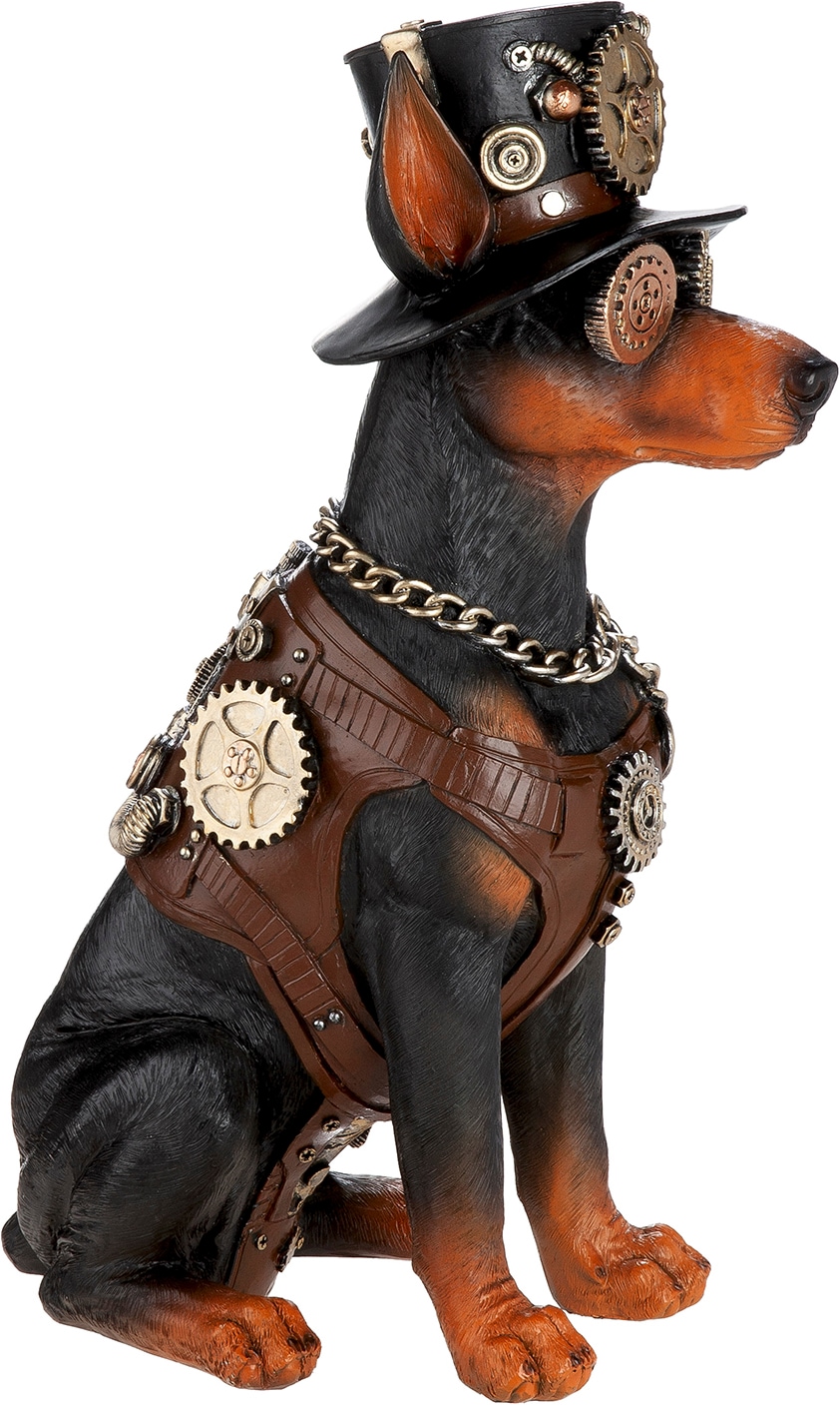 GILDE Sculpture »Figur Dobermann Steampunk Doberman« Sculpture de chien Dobermann style steampunk engrenages chapeau personnage fantastique