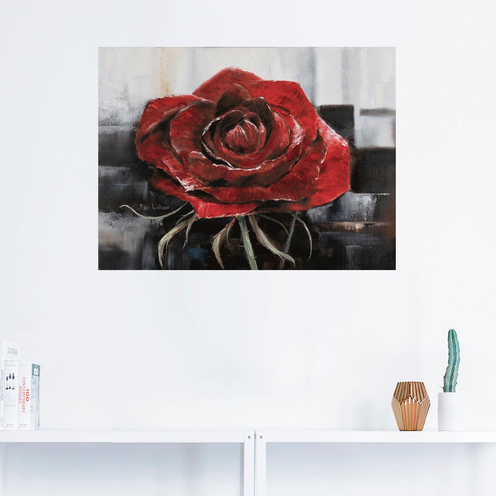 Artland Wandbild »Blühende rote Rose«, Blumen, (1 St.), als Leinwandbild, Poster, Wandaufkleber in verschied. Grössen
