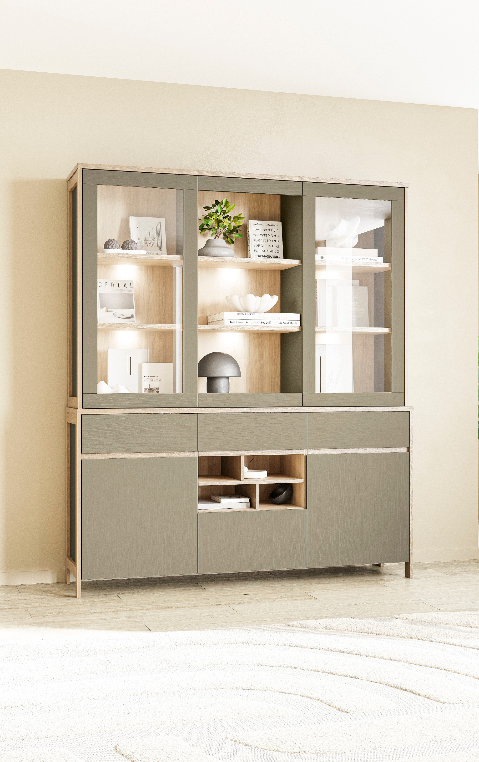 Home affaire Buffet »Stranda, Hochschrank im Scandi-Style, moderner Schrank« Rahmenoptik, ausreichend Stauraum, vielseitig einsetzbar, 164 cm breit