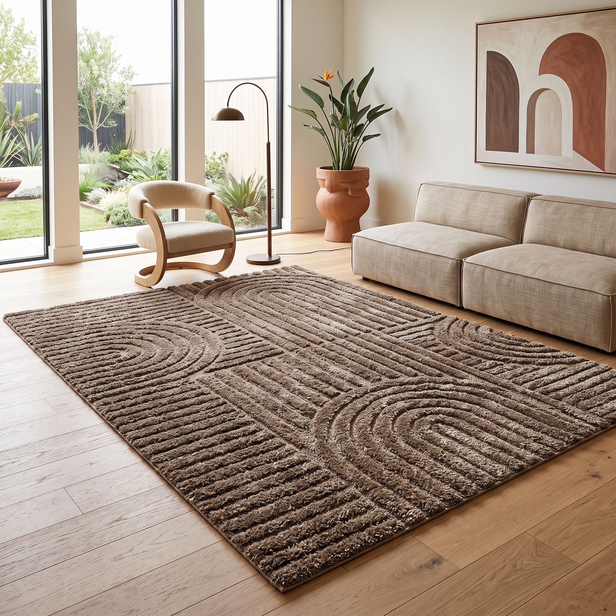 GOODproduct Teppich »Jonne, Boho-Design, Scandi, Designteppich« rechteckig 20 mm Höhe Hoch-Tief, 3D Optik, skandinavischer Stil, Wohnzimmer, Schlafzimmer