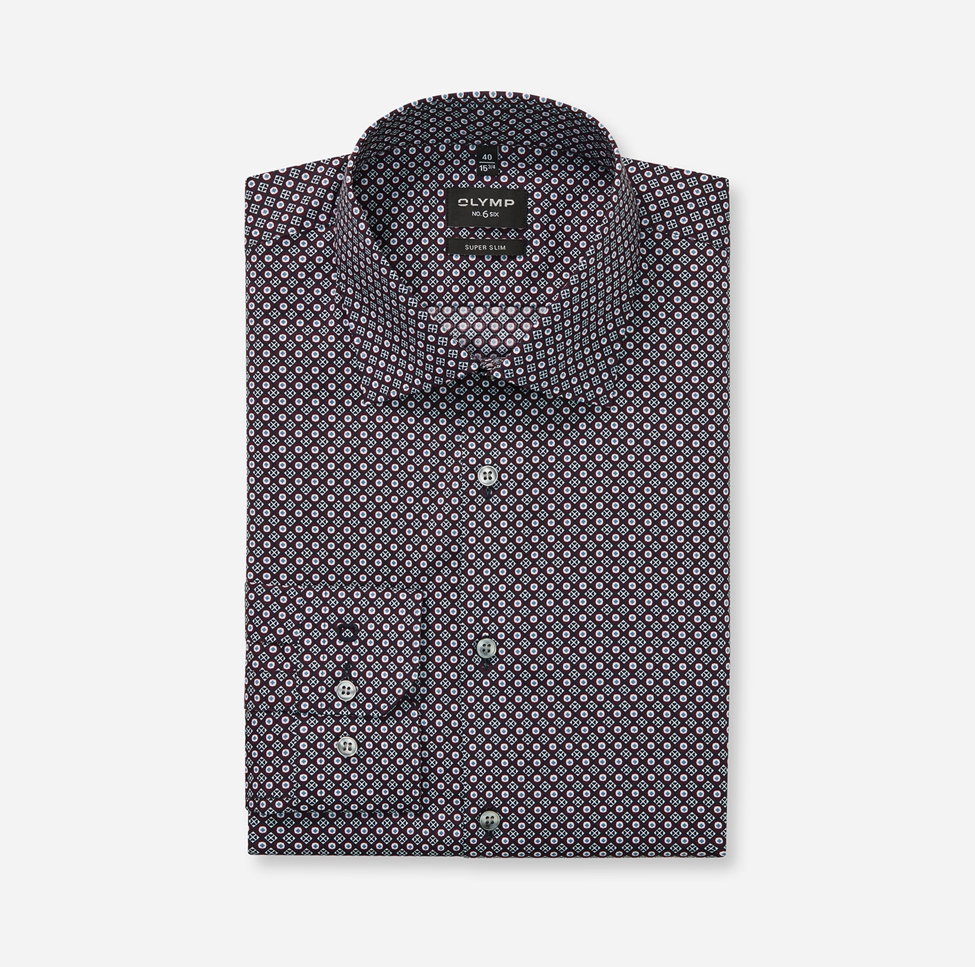 OLYMP Langarmhemd »No 6 six«, super slim, gemustert, Businesshemd, Modern Kentkragen
