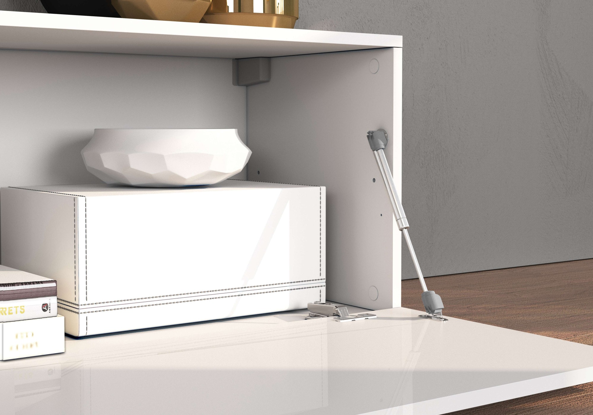 INOSIGN Lowboard »Chronos TV-Board, TV-Schrank«, (1 St., Breite verstellbar von 180 bis 260 cm), Breite 220 cm TV-Board,Lowboard,1 Klappe und ein L-Förmiger Aufsatz