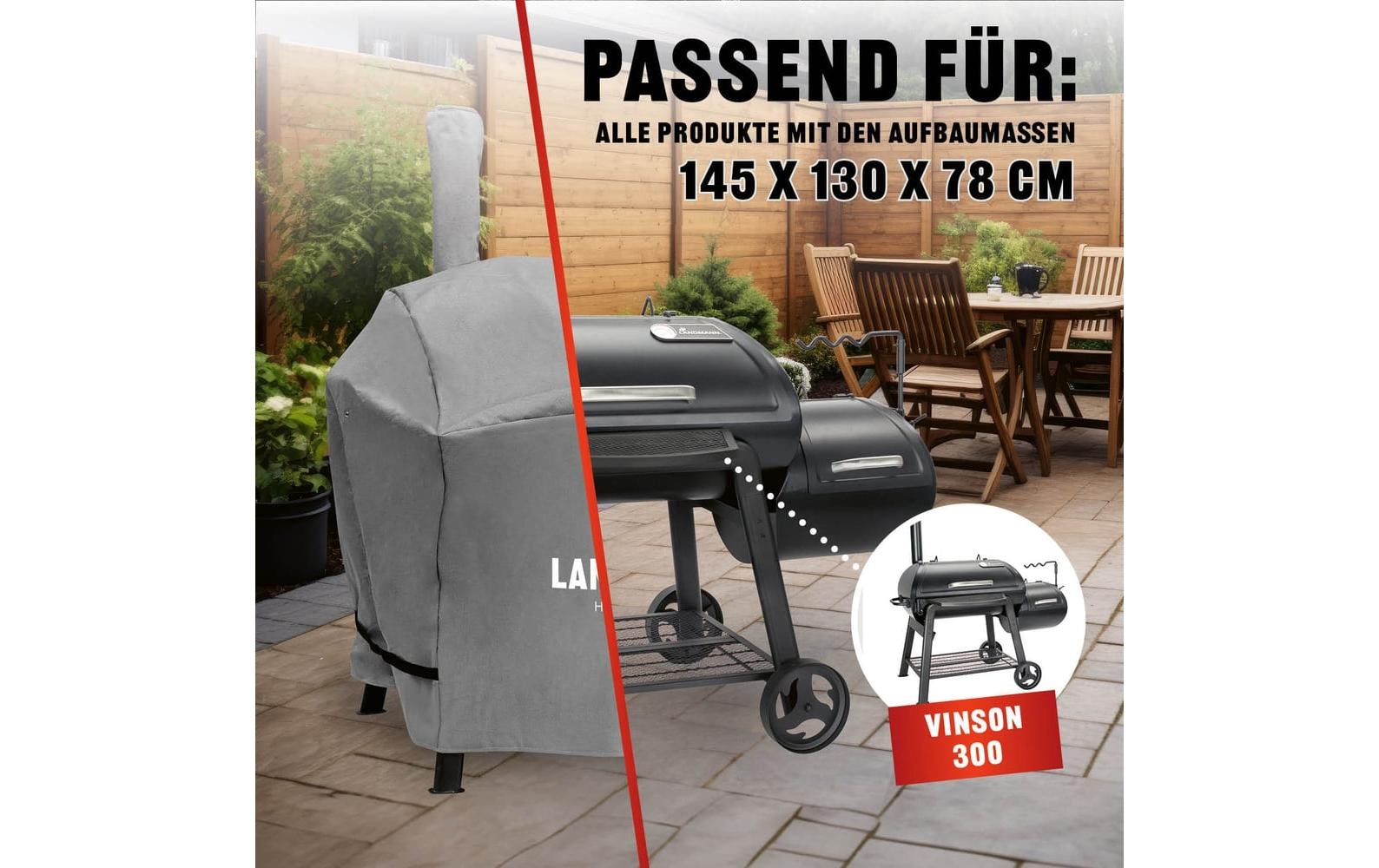 LANDMANN Couverture de barbecue »Premium - 130 x 126 x 85 cm«