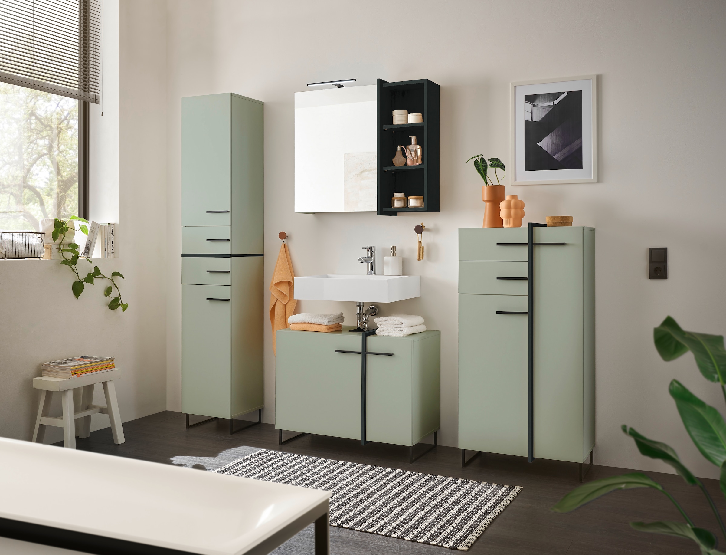 BASIC by Balculina Armoire intermédiaire »Palermo, BxHxT 60x119x35 cm« 1 cuis tlg. Largeur 60 cm, softclose, pieds en métal