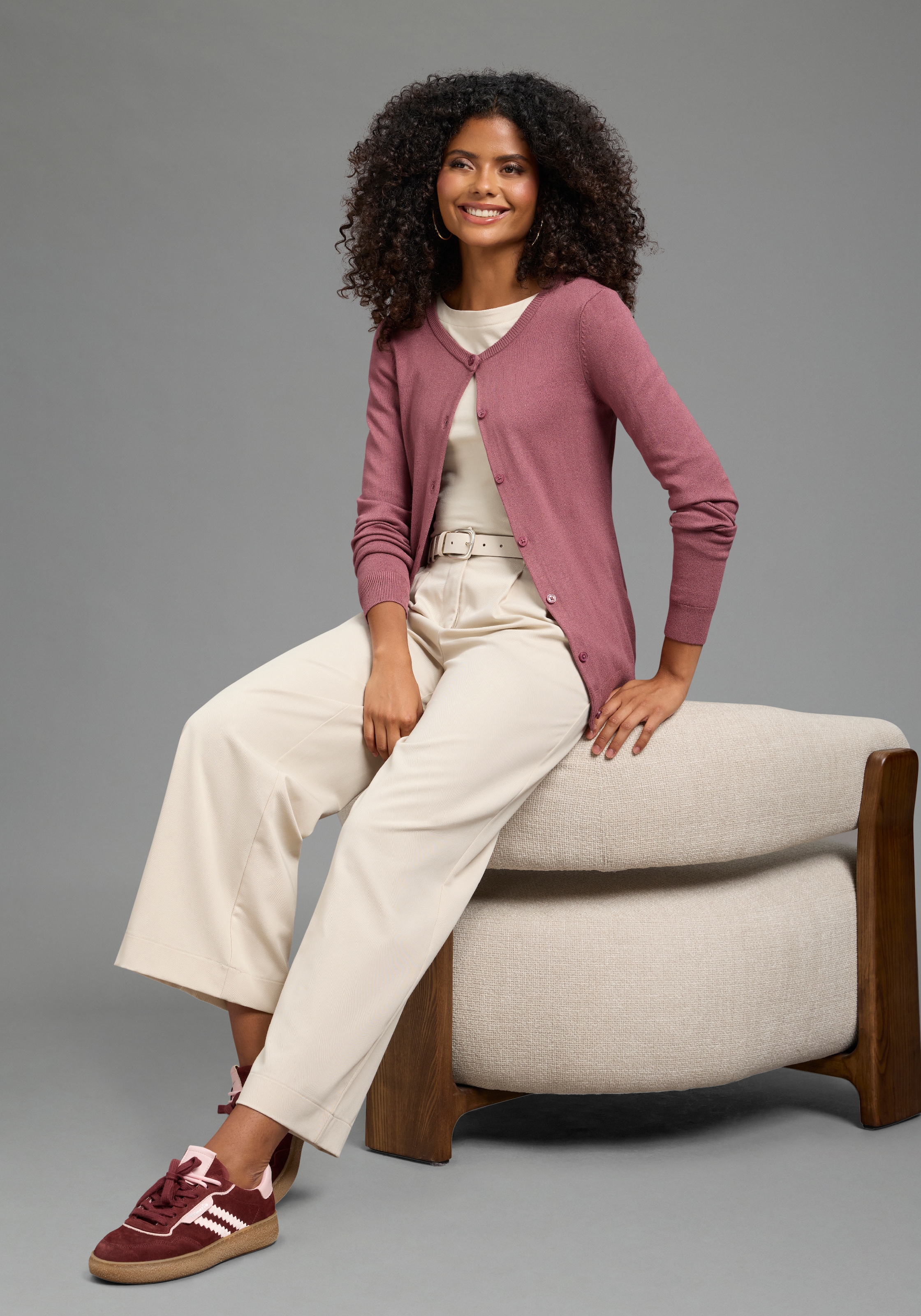 Laura Scott Veste en tricot cardigan léger de mi-saison en tricot fin