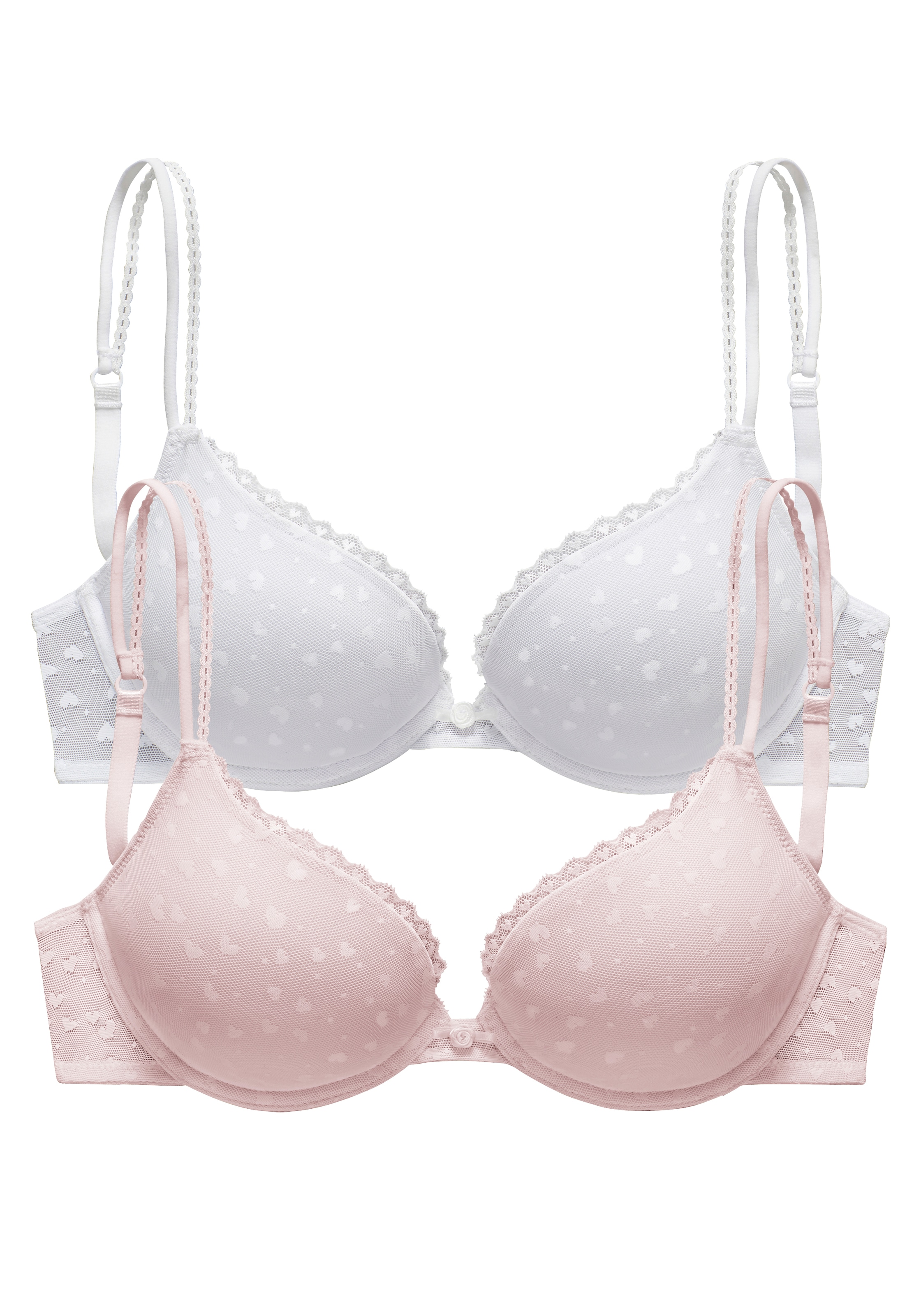 Image of petite fleur by Lascana Push-up-BH Packung, aus süssem Herzchen-Mesh mit edlen Spaghettiträgern, sexy Dessous