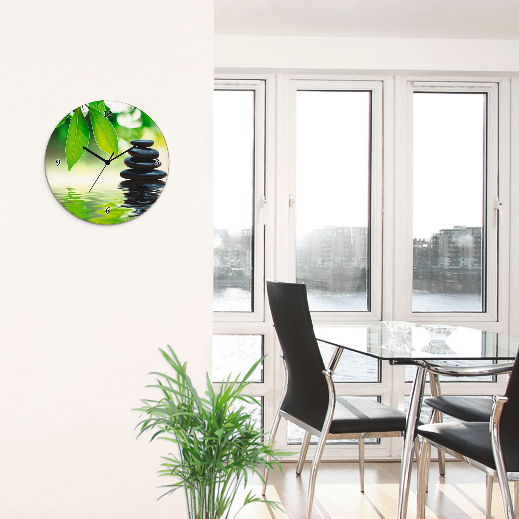 Artland Wanduhr »Zen Steinpyramide auf Wasseroberfläche« wahlweise mit Quarz- oder Funkuhrwerk, lautlos ohne Tickgeräusche