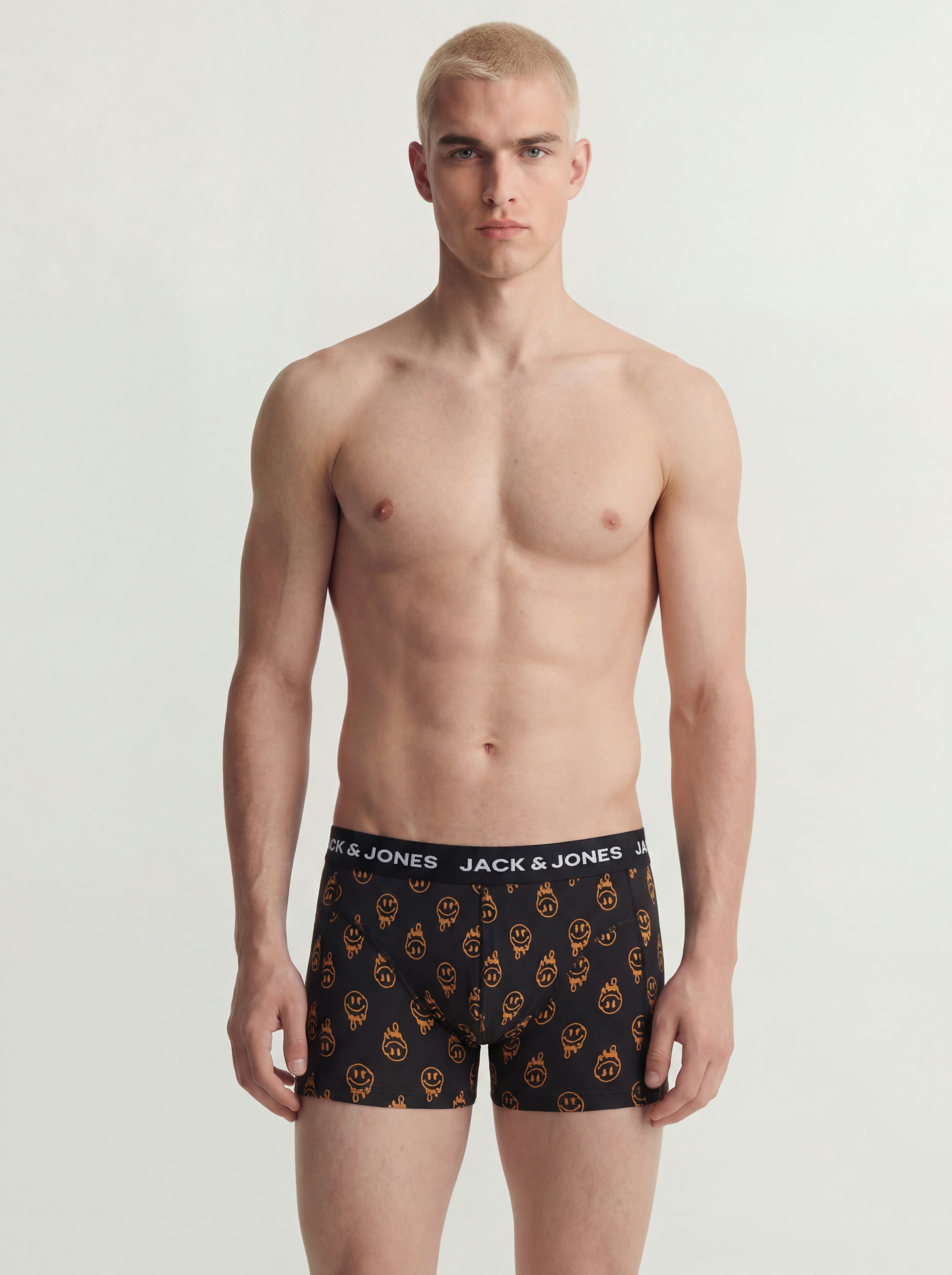 Jack & Jones Tronc »JACDALE SMILEY TRUNKS 3 PACK SN« Paquet, 3 cuis mélange de coton, ceinture élastique