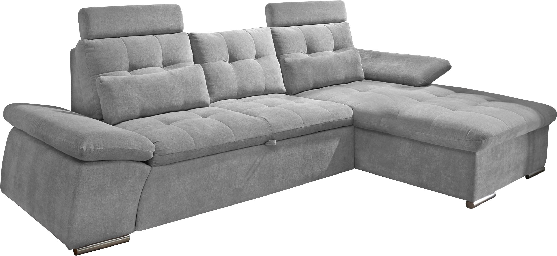 ED EXCITING DESIGN Ecksofa »Nalo L-Form« mit Bettfunktion, Armteilverstellung, Kopfstützen & 2 Nierenkissen