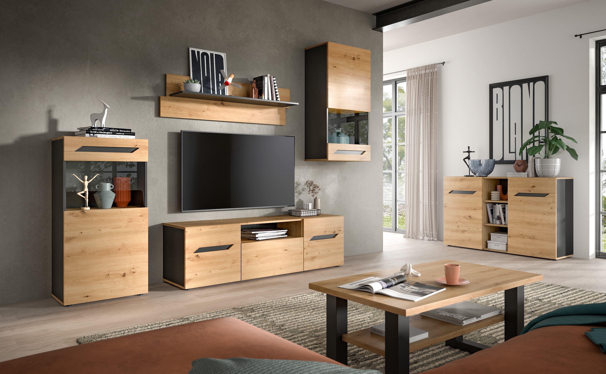 INOSIGN Sideboard »SERTA, Breite: 130cm, 2 Türen, 3 offene Fächer, viel Stauraum« Anrichte, Kommode, Schrank, Board, Higboard