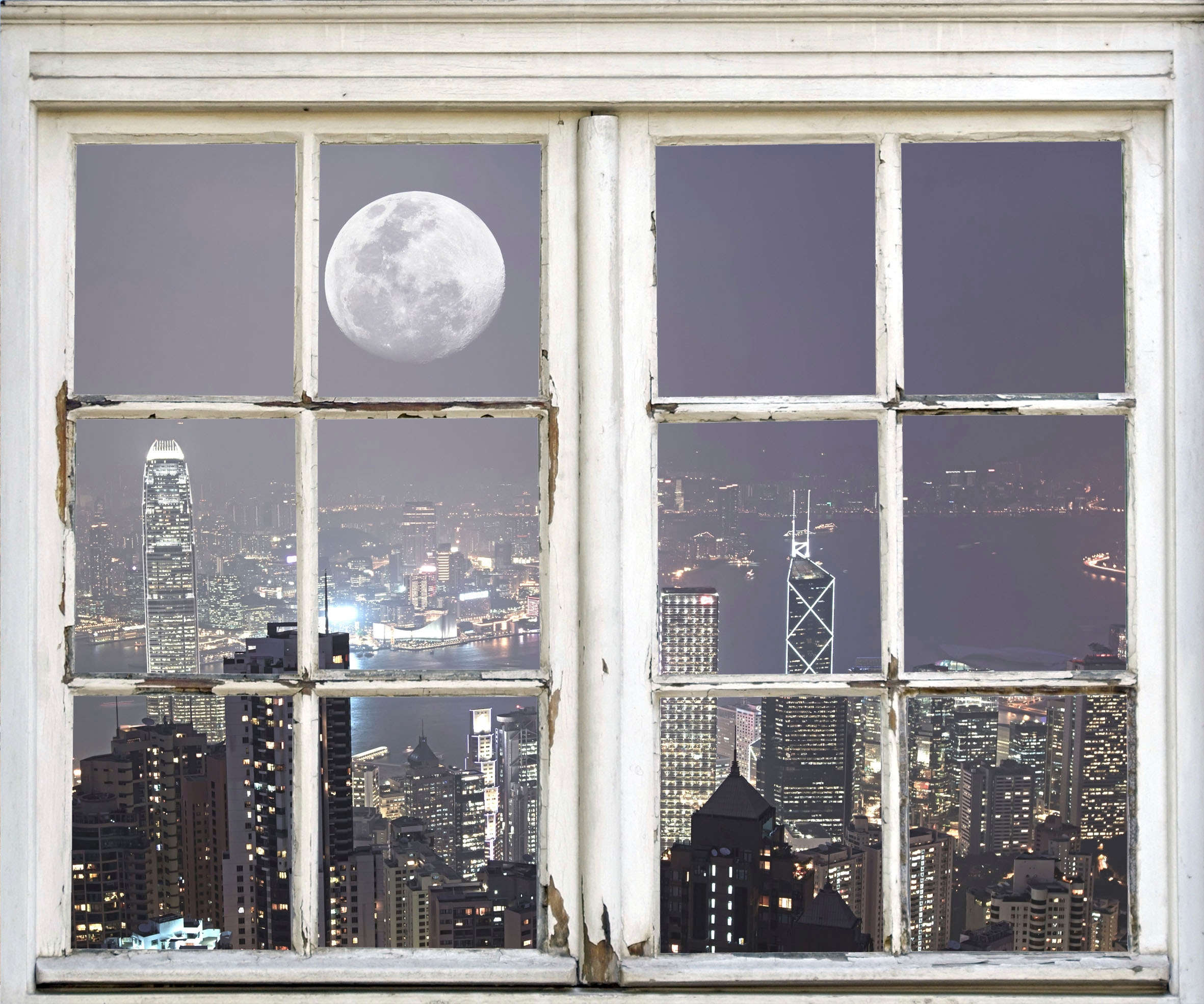 Image of queence Wandsticker "New York City bei Nacht" Wandsticker, Wandbild, selbstklebend, Amerika