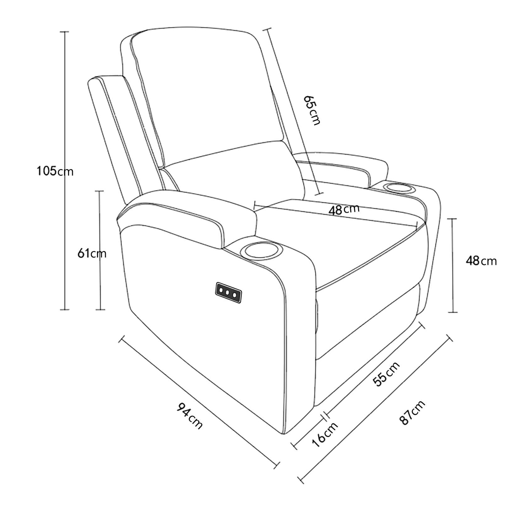 GOODproduct Fauteuil de relaxation »NAPORI Lederoptik, Kinosessel, Multimedia-Sessel« Fauteuil TV avec fonction relaxation manuelle et électrique et porte-boisson