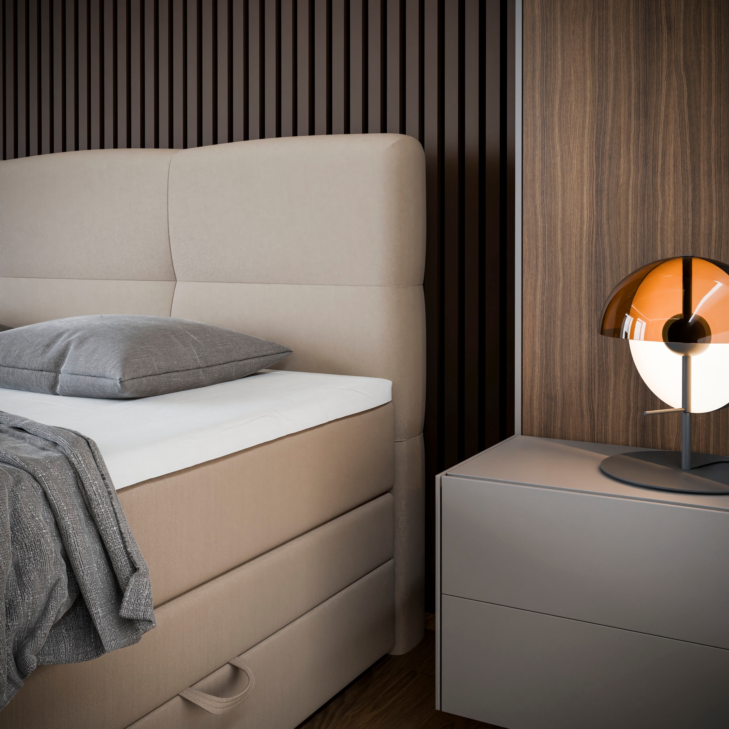 FORTE Boxspringbett »STAR erhältlich in den Breiten 140cm, 160cm & 180cm, inkl. Bettkasten« inkl. Fussteil, erhältlich in verschiedenen Farben
