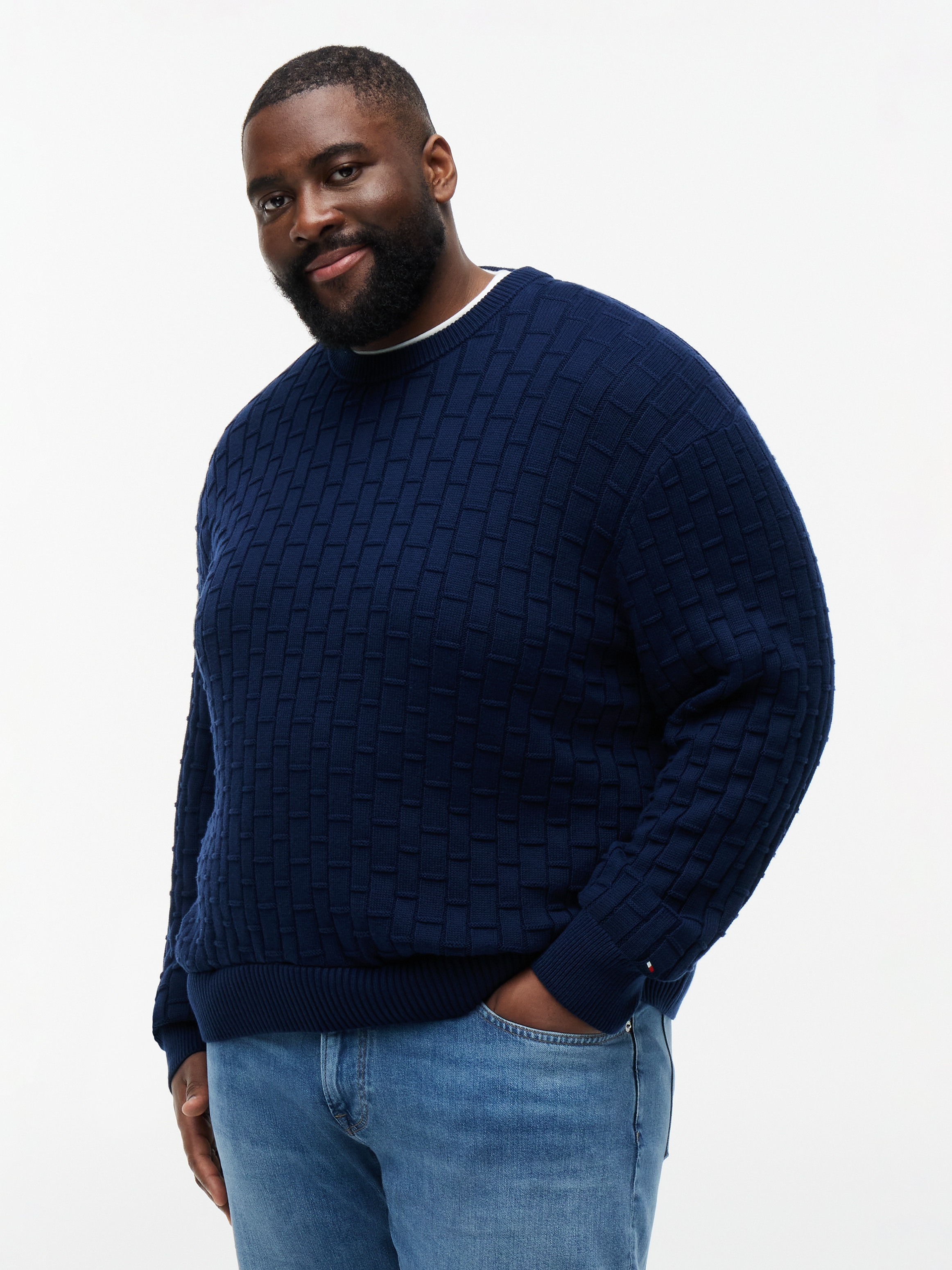 Image of Tommy Hilfiger Big & Tall Rundhalspullover "BT-MOCK CABLE CREW NECK" Grosse Grössen