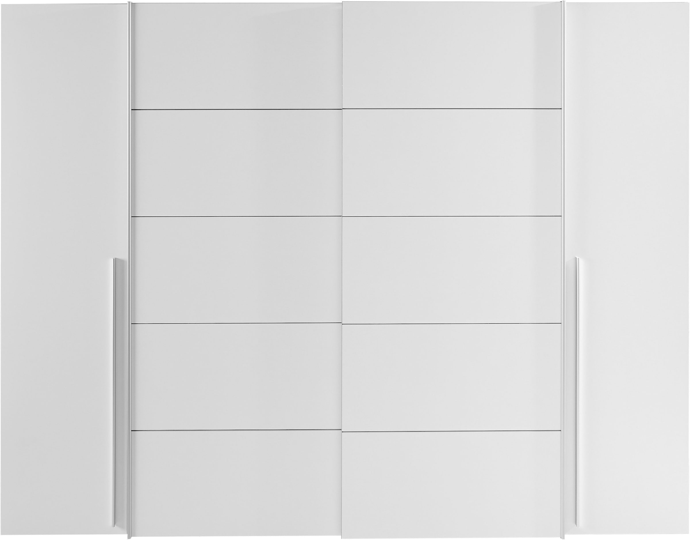 FORTE Armoires à vêtements »Narago, Kombischrank, modernes Design« L/H/P env. 270/210/61 cm, aussi avec équipement premium,  Combinaison de portes coulissantes avec portes latérales battantes, Fabriqué en Europe