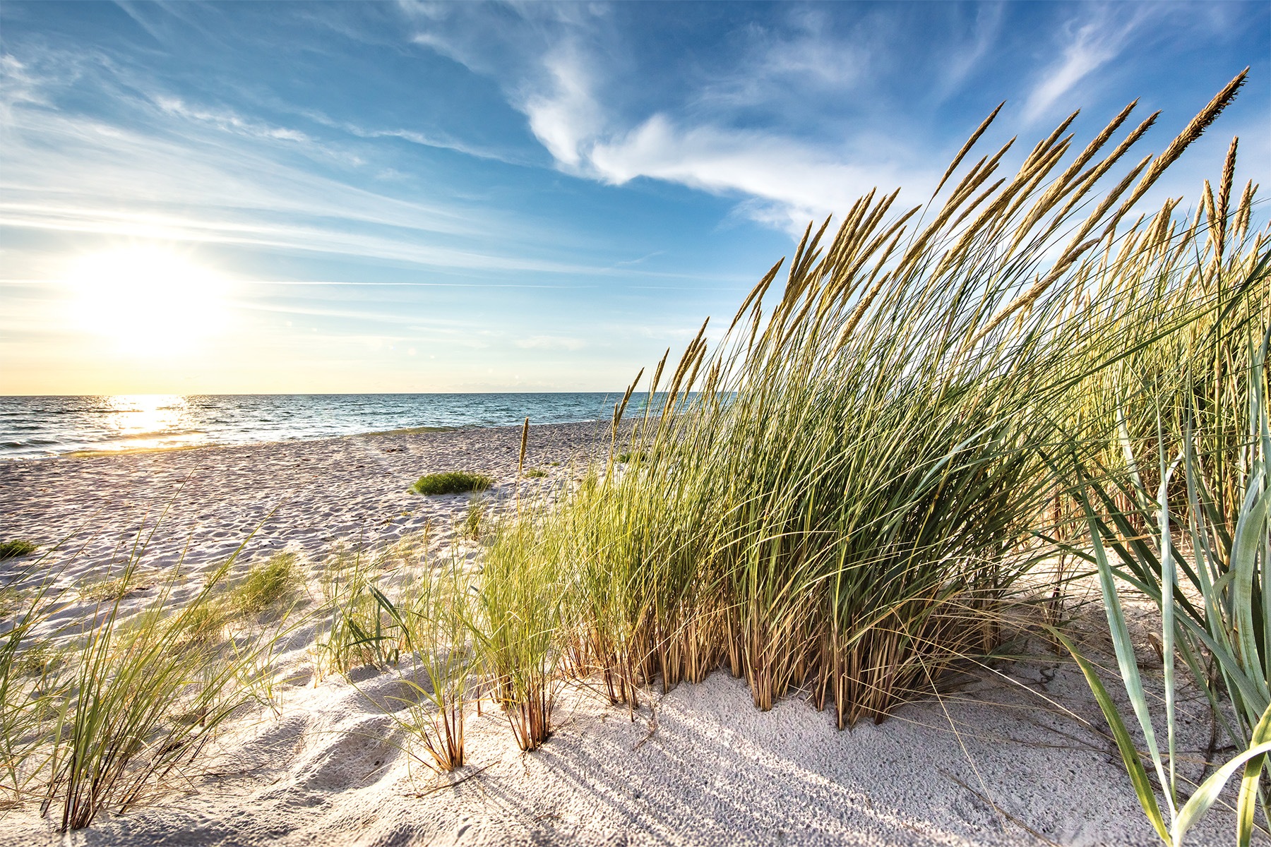 Image of Bönninghoff Bild "Wandbild STRANDSONNE 60x90 cm – Leinwandbild Keilrahmen Deko modern" Meer Natur Strand auf Keilrahmen gespannt