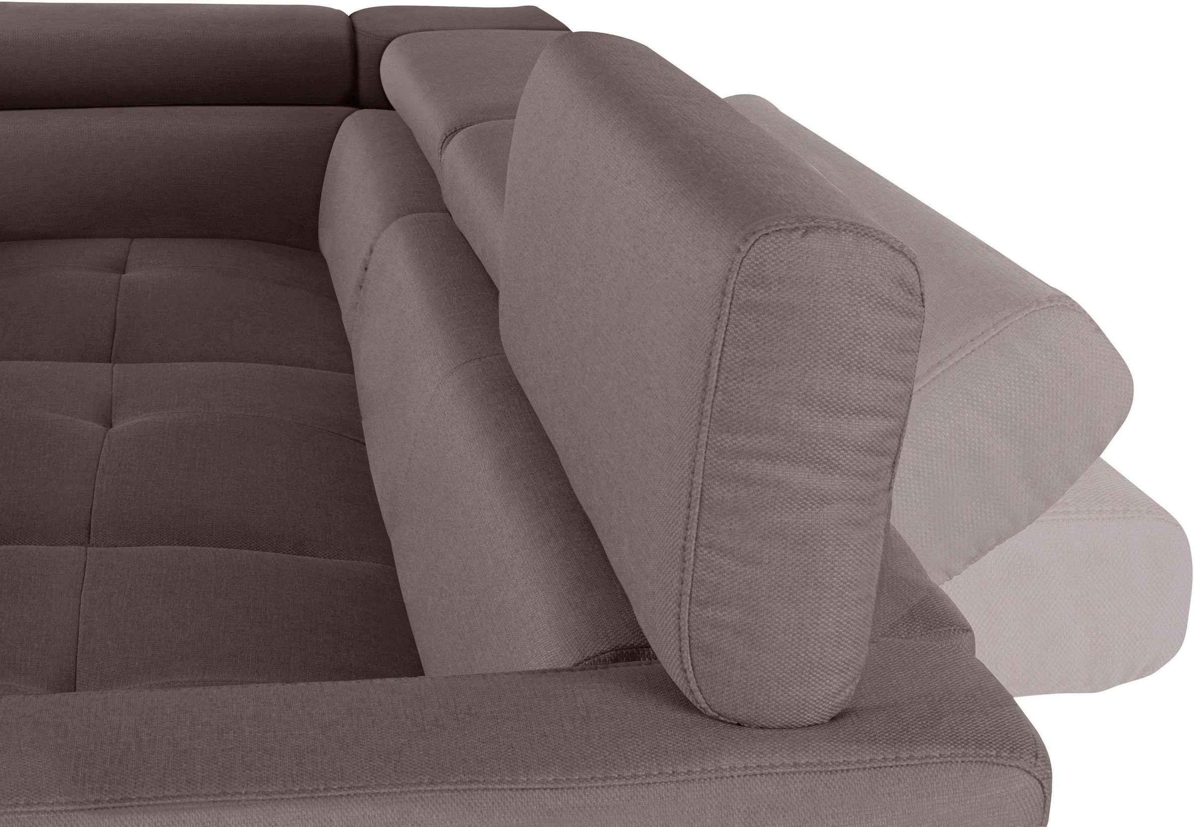 COTTA Polstergarnitur »Sammy L-Form«, (Set), Set bestehend aus: Ecksofa mit Kopfteilverstellung & Hocker
