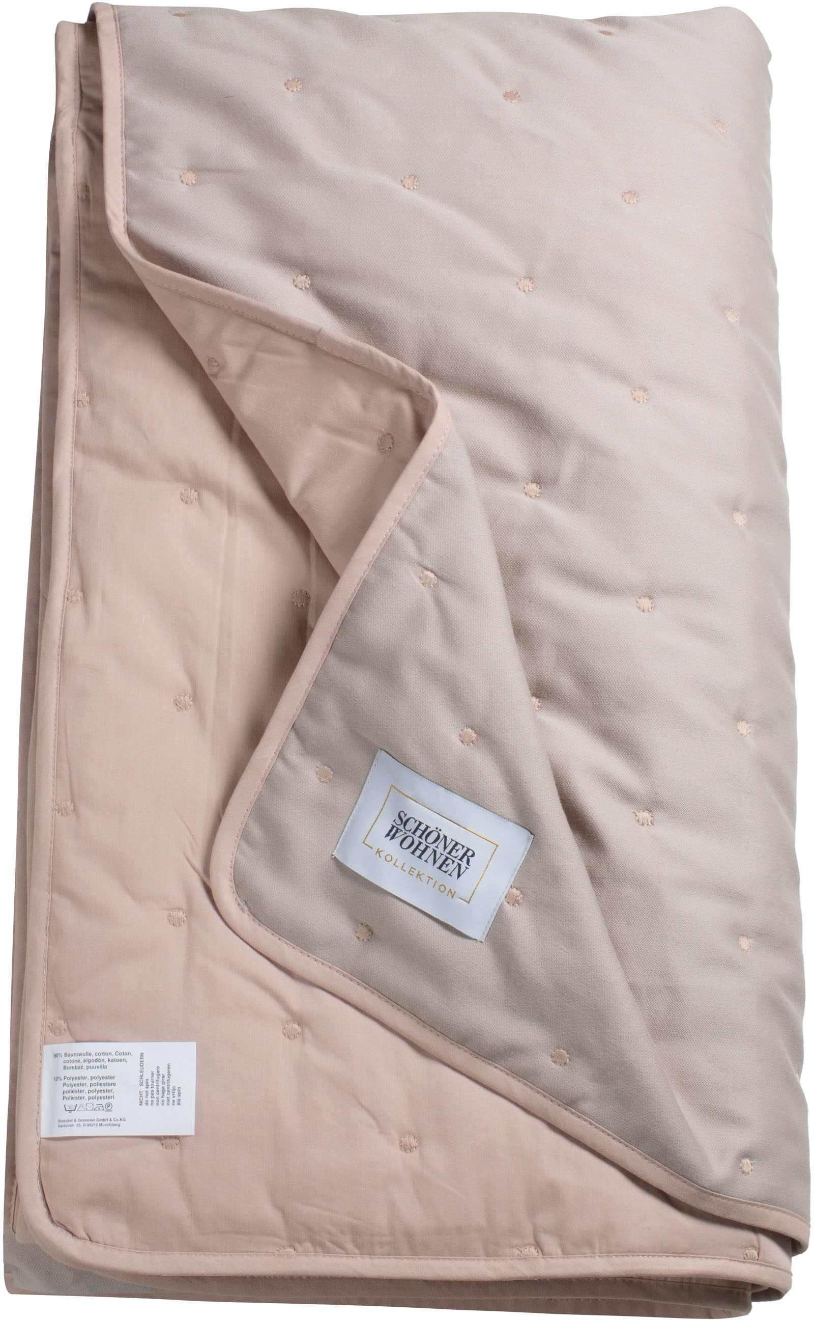 SCHÖNER WOHNEN-Kollektion Bettüberwurf "Soft" mit Pünktchensteppung und eingenähtem Fliessfutter