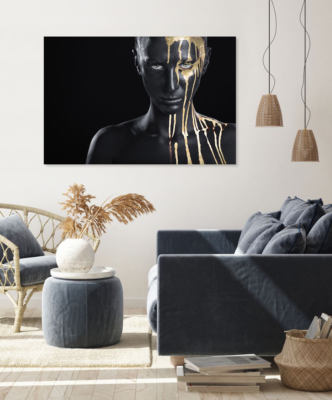 queence Acrylglasbild »Anubis« Bilder von Frauen | Fashion | Frau | Gemälde | Magazincover | Mode | Modern 1 Stk. tlg. von Hand eingearbeitete Blattgold Applikationen