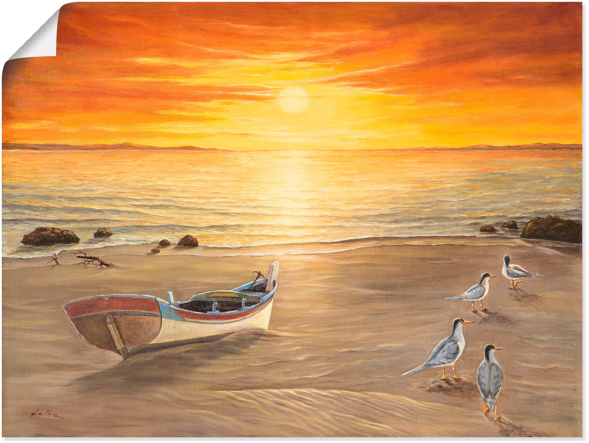 Image of Artland Wandbild »Möwen«, Sonnenaufgang & -untergang, (1 St.), in vielen Grössen & Produktarten - Alubild / Outdoorbild für den Aussenbereich, Leinwandbild, Poster, Wandaufkleber / Wandtattoo auch für Badezimmer geeignet bei Ackermann Versand Schweiz