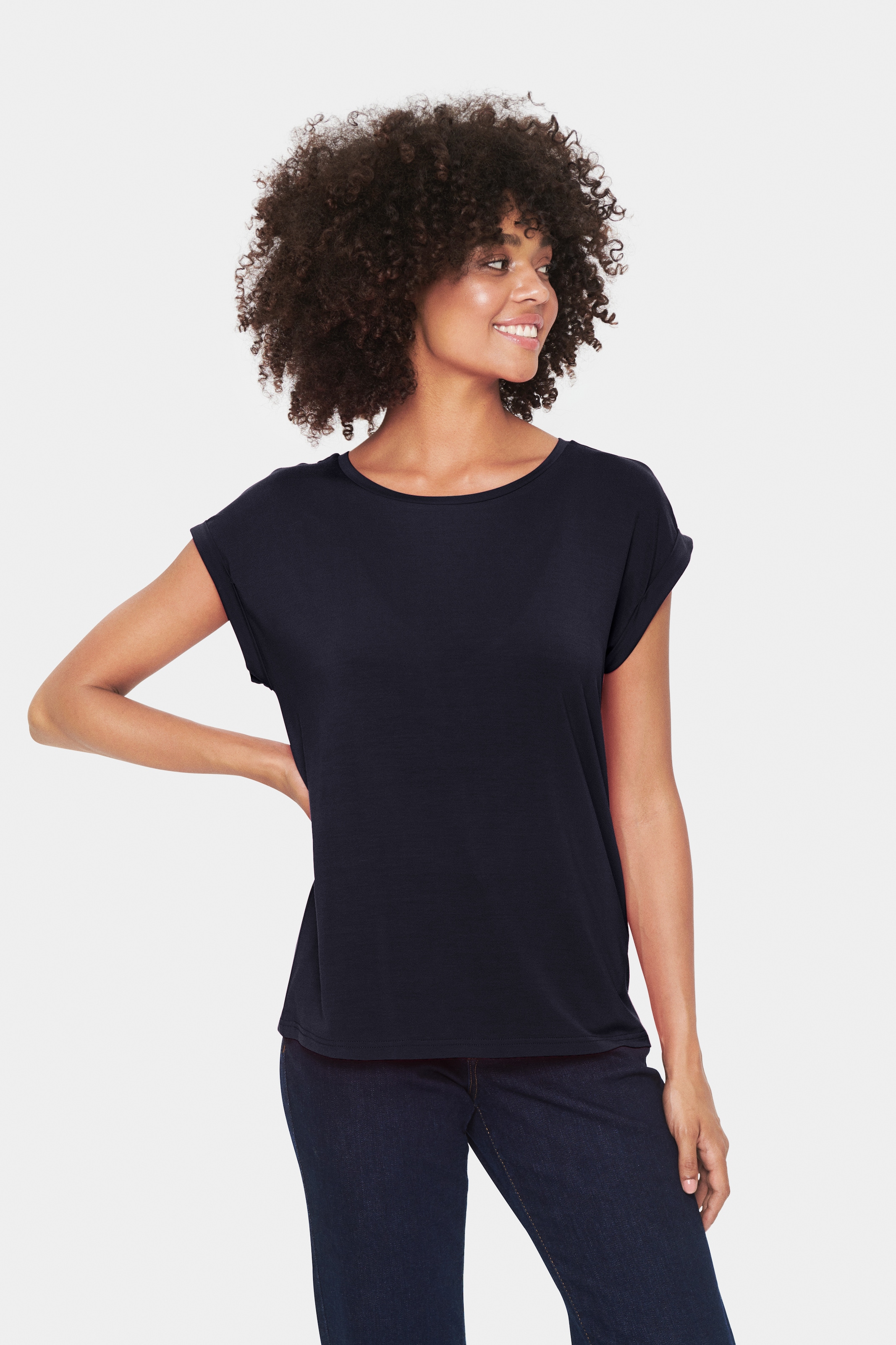 Image of Saint Tropez Rundhalsshirt Basic in edler LYOCELL Qualität