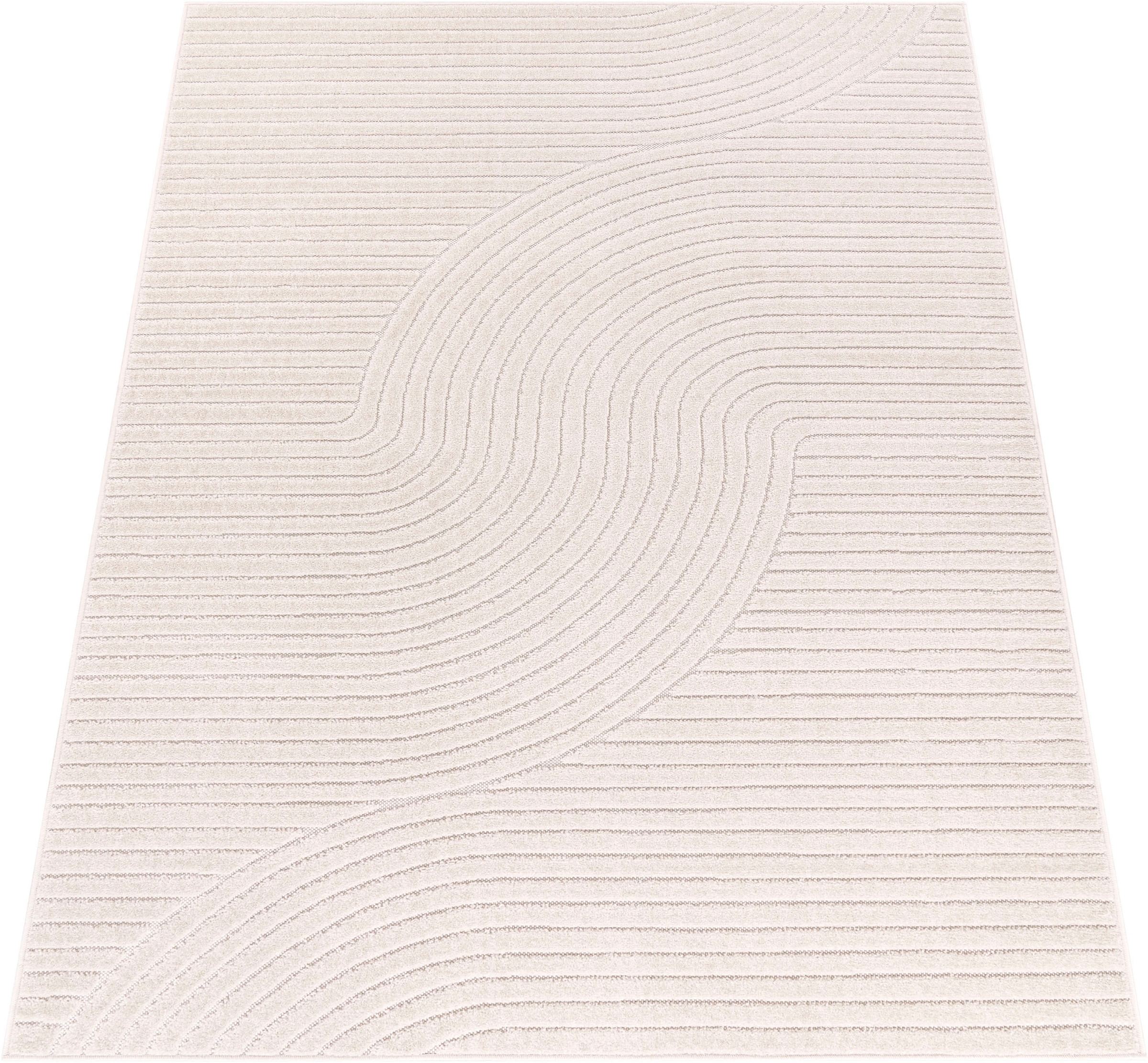 Image of Paco Home Teppich "Cotton 233" rechteckig 6 mm Höhe Kurzflor, Uni Farben, Hoch-Tief-Effekt, Scandi-Look, Outdoor geeignet