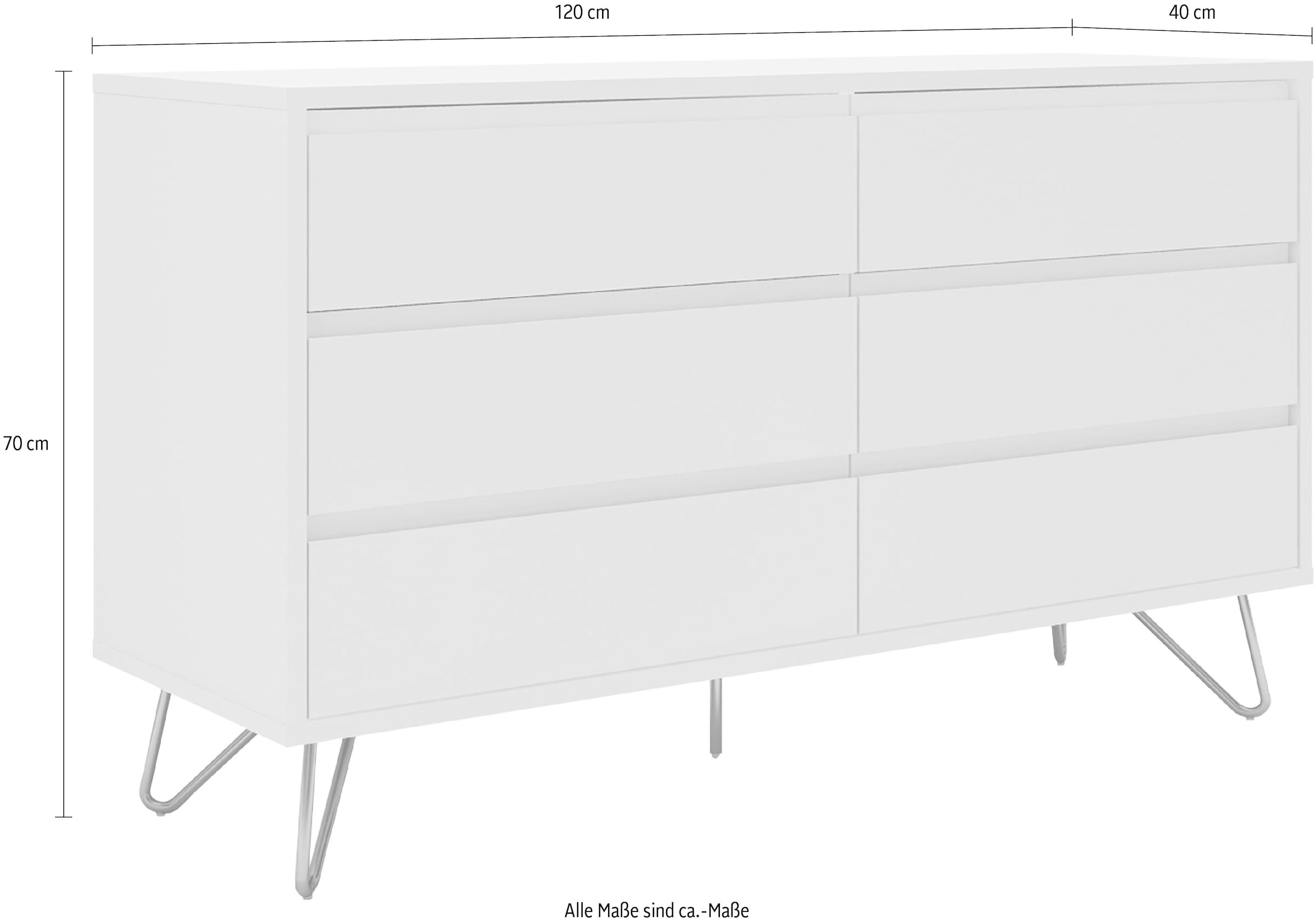 SalesFever Commode »Bolton Design Sideboard mit Stauraum« Pieds épingle en métal avec alliage de laiton