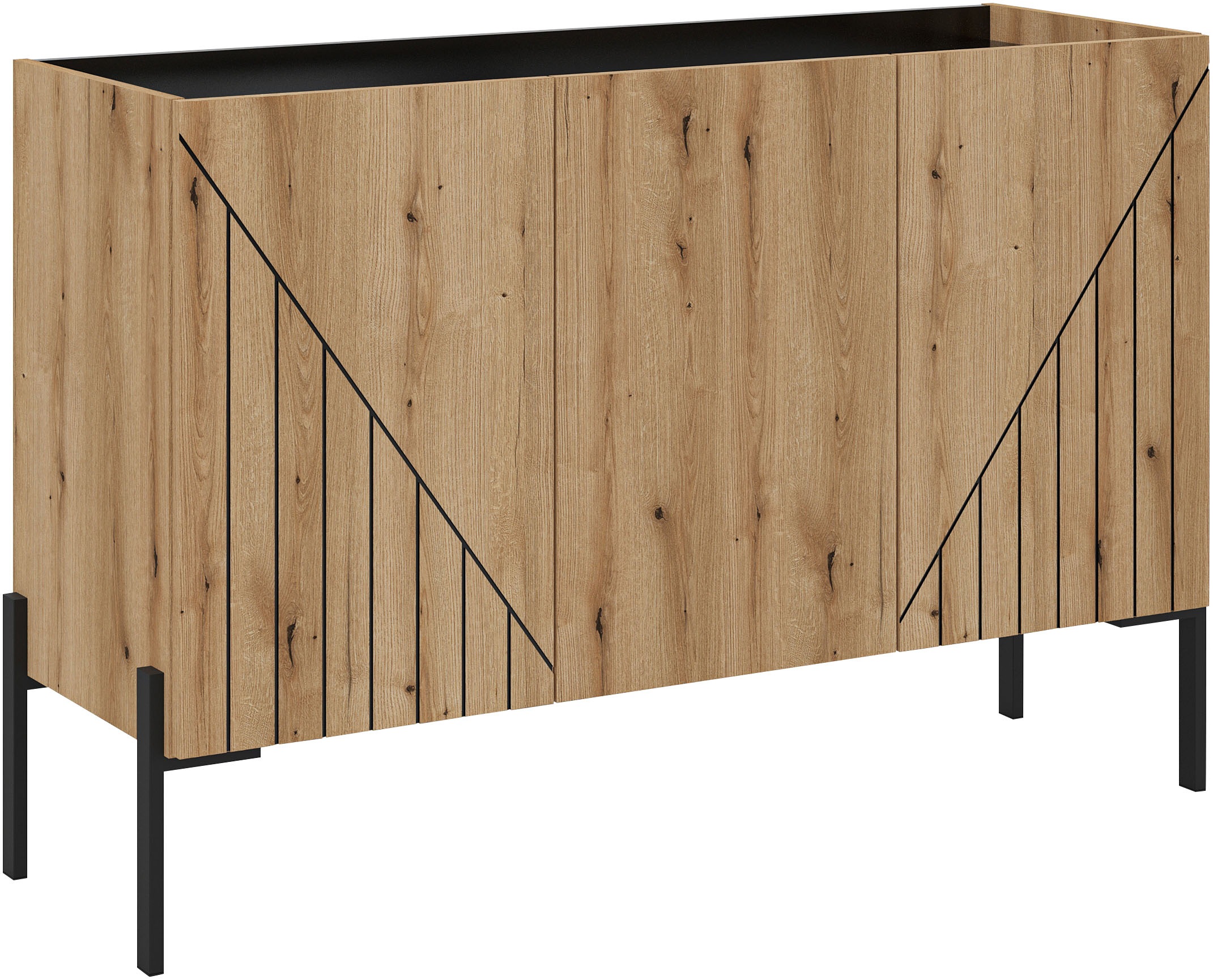 Image of Home affaire Sideboard "SNETT, Breite: 122cm, mit Metall-Stabfüssen, 3 Türen, 3 Einlegeböden" Anrichte, Kommode, Schrank, Board, Higboard