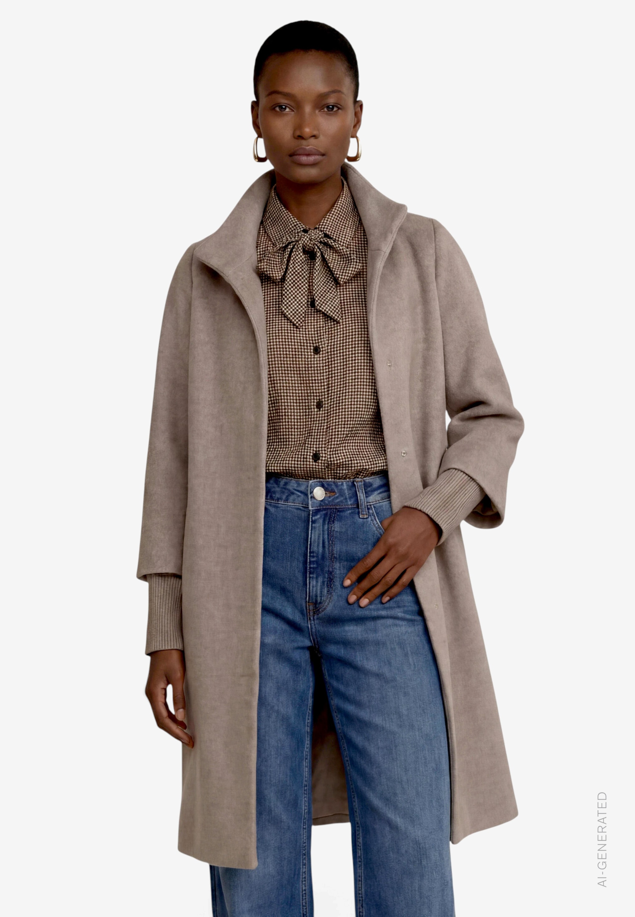 Image of Zero Wintermantel Wollmantel mit langen Strickbündchen / Stehkragen