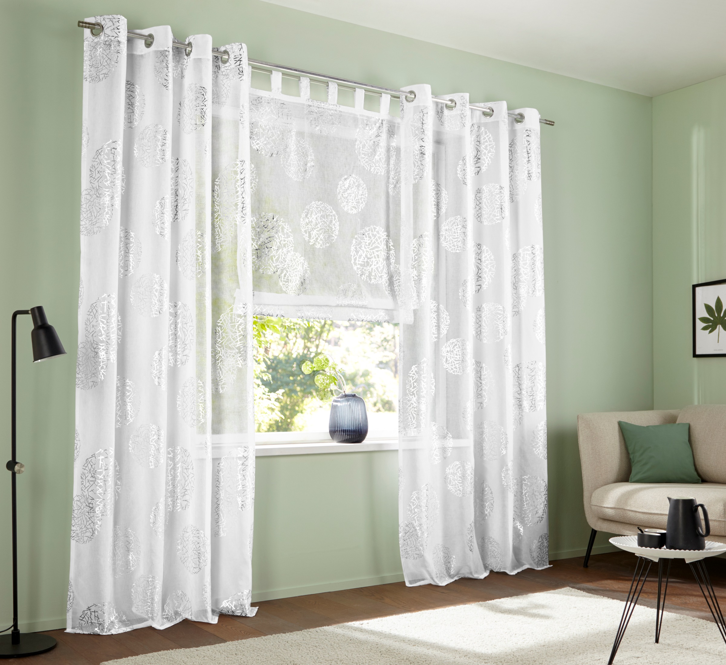 Image of my home Gardine »Loretta«, (1 St.), silberfarbenner Foliendruck bei Ackermann Versand Schweiz