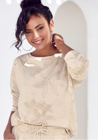 Sweatshirt, mit floralem Alloverdruck, Loungewear, Loungeanzug