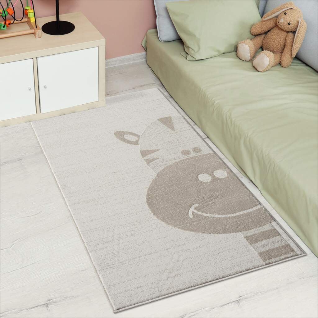 Carpet City Kinderteppich »MARA715«, rechteckig, Kinderzimmer Teppich Tiere Beige Spielzimmer