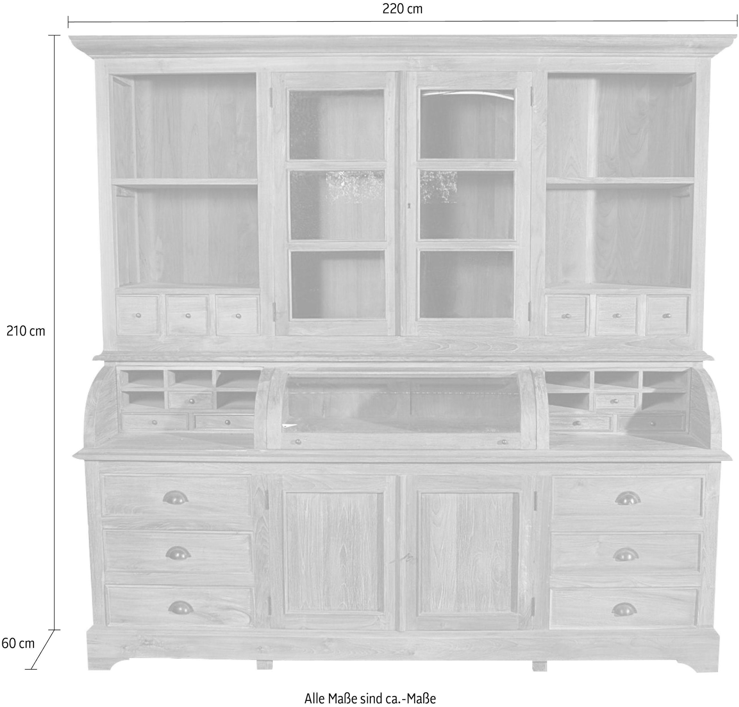 SIT Buffet »Lokrum aus recyceltem Teakholz mit 4 Türen und 18 Schubladen« vaisselier avec porte en verre et compartiments ouverts