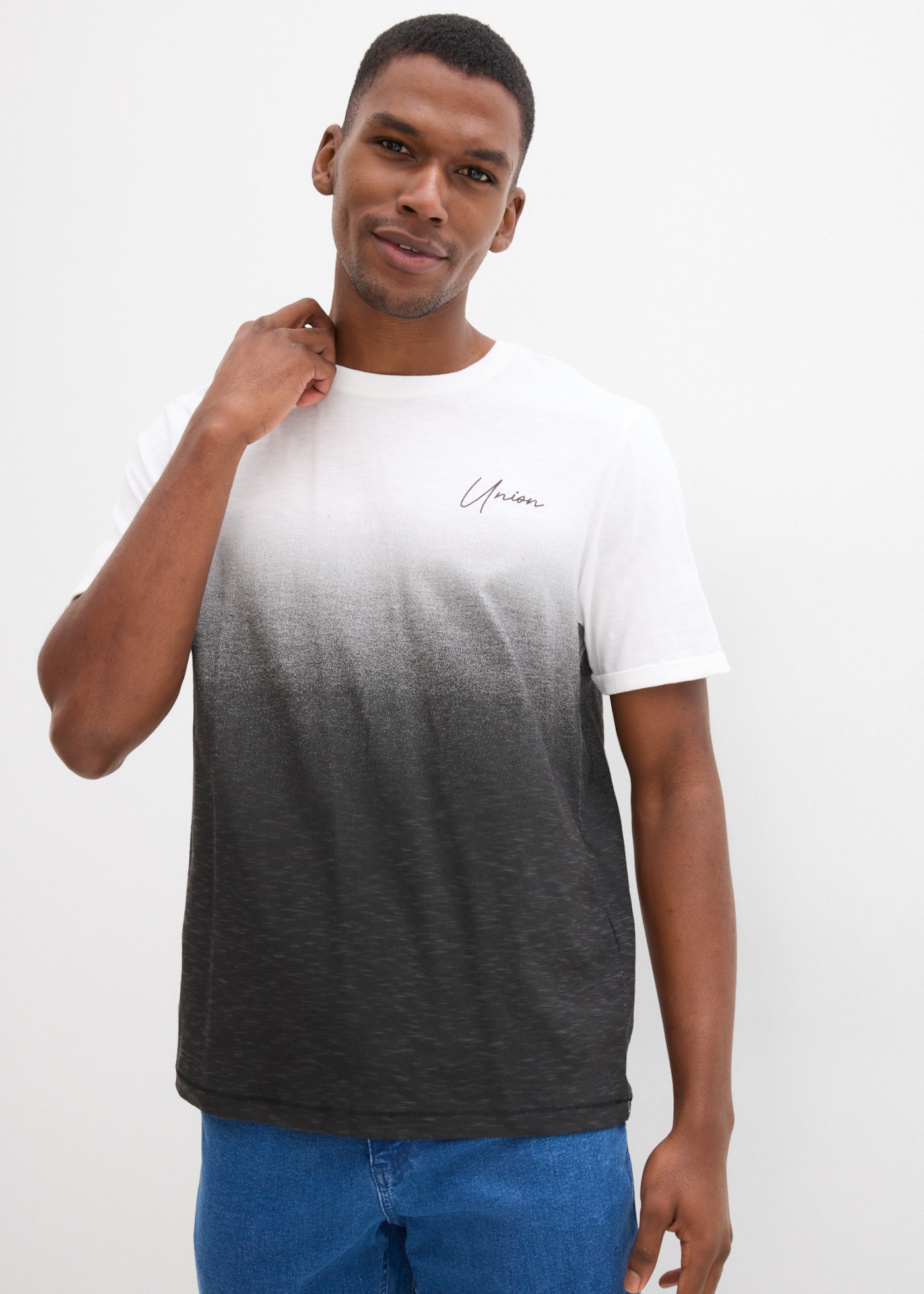 bonprix T-Shirt Packung, 2er,  aus reiner Baumwolle, mit Farbverlauf, regular fit, Kurzarm-Schnitt