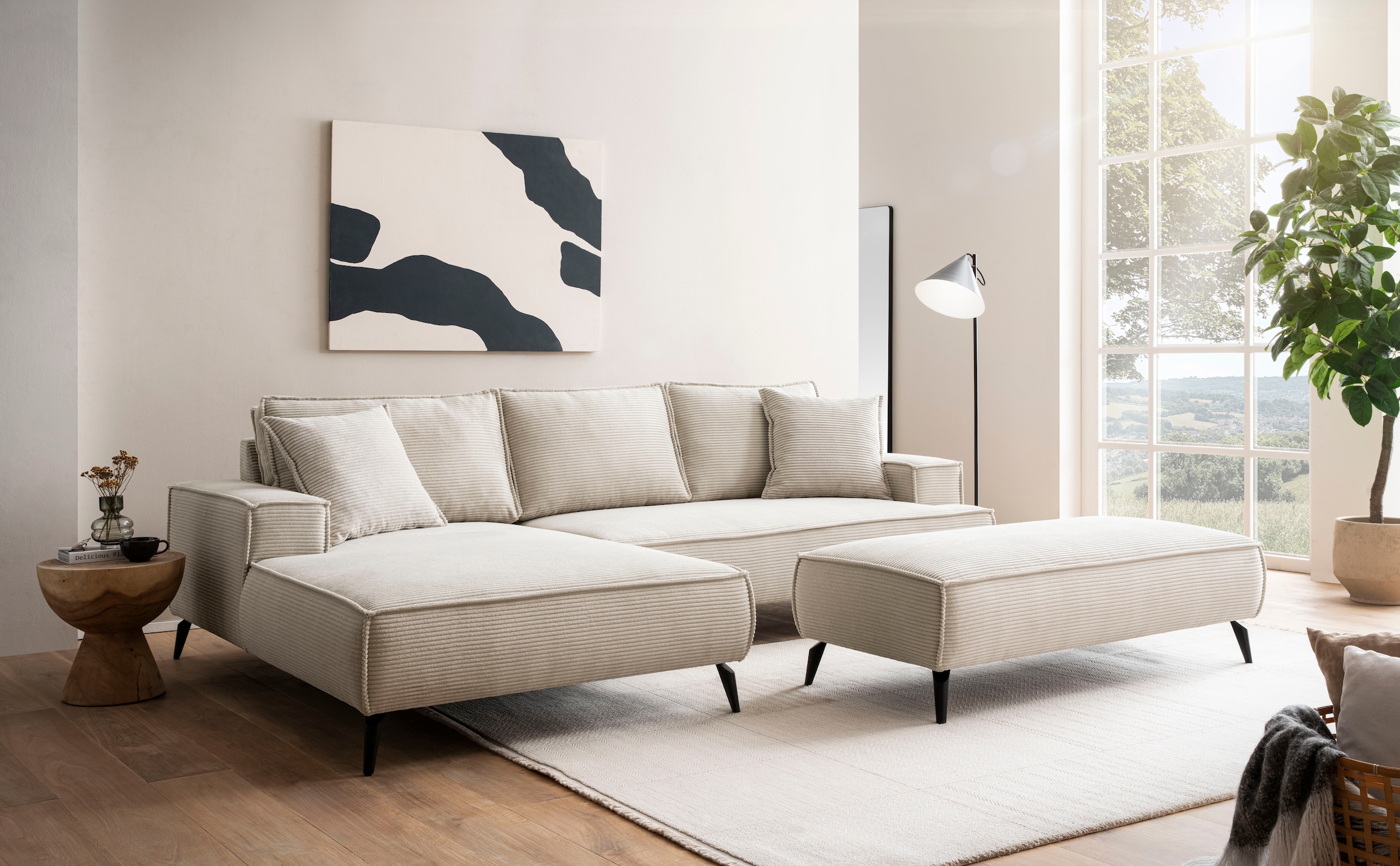andas Sitzgruppe »TVINNU, Polsterecke L-Form, Schlaffunktion, mit Hocker«, (Set, 2 tlg.), stellbar zum Schlafsofa (Krokodilverbinder)