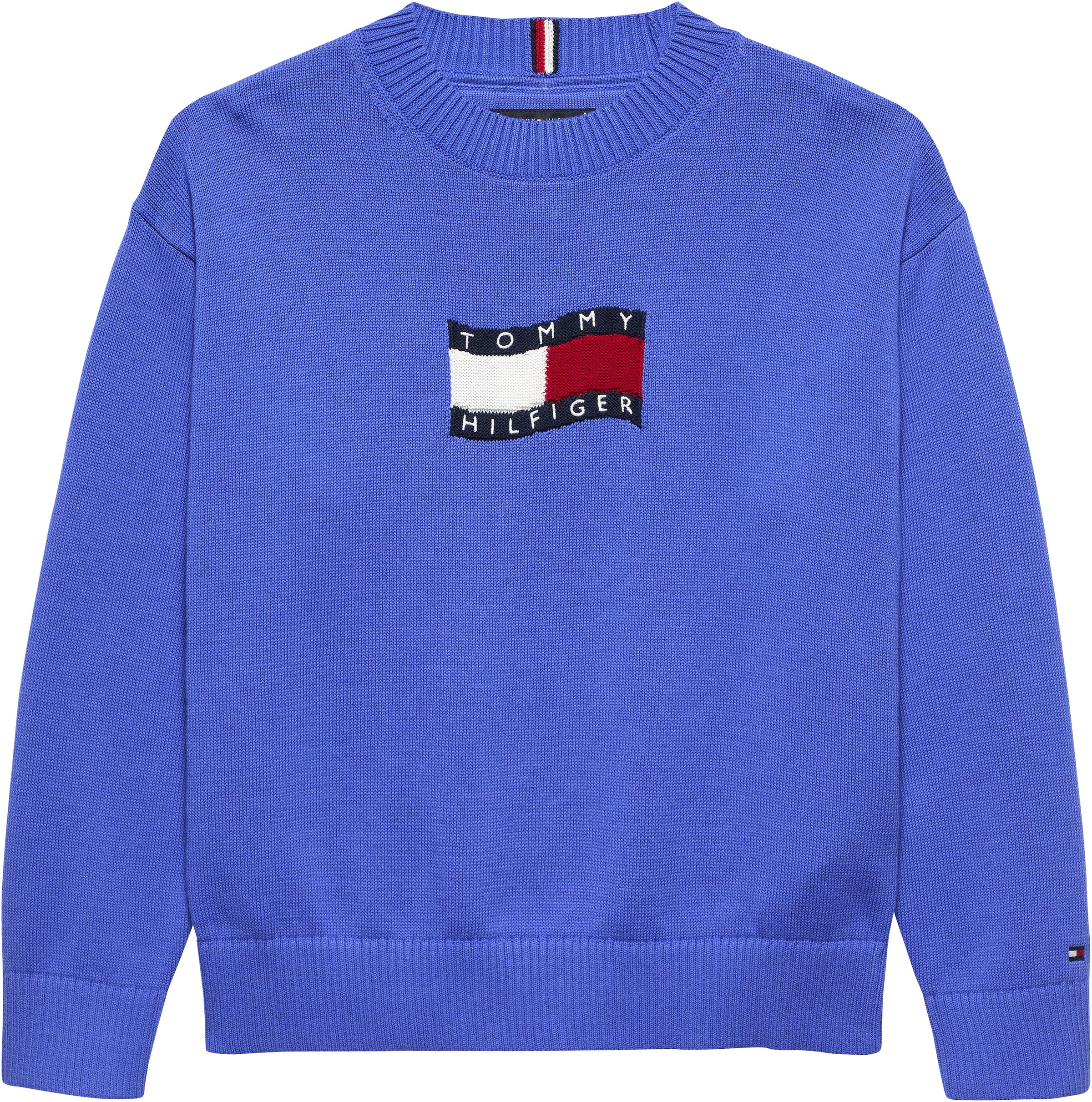 Tommy Hilfiger Pull en tricot »WAVY FLAG SWEATER LS« Enfants jusqu’à 16 ans, col rond