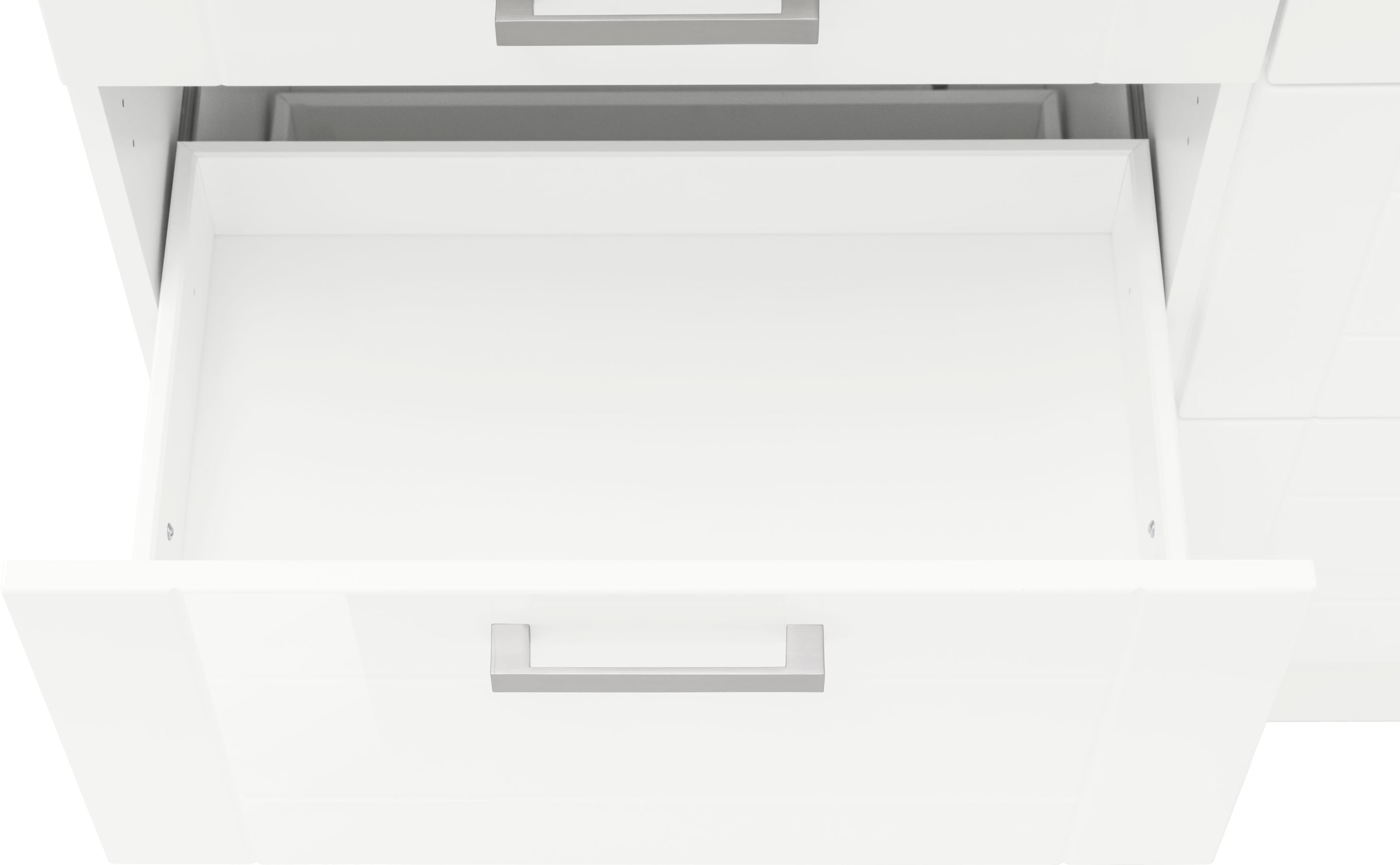KOCHSTATION Armoire basse »KS-Tinnum« 120 cm de large, poignées métal, façades MDF, avec 2 tiroirs
