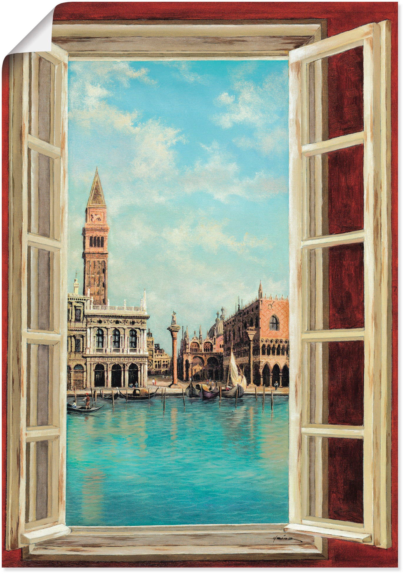Image of Artland Wandbild "Fenster mit Blick auf Venedig" Fensterblick 1 Stk. tlg. als Leinwandbild, Poster in verschied. Grössen