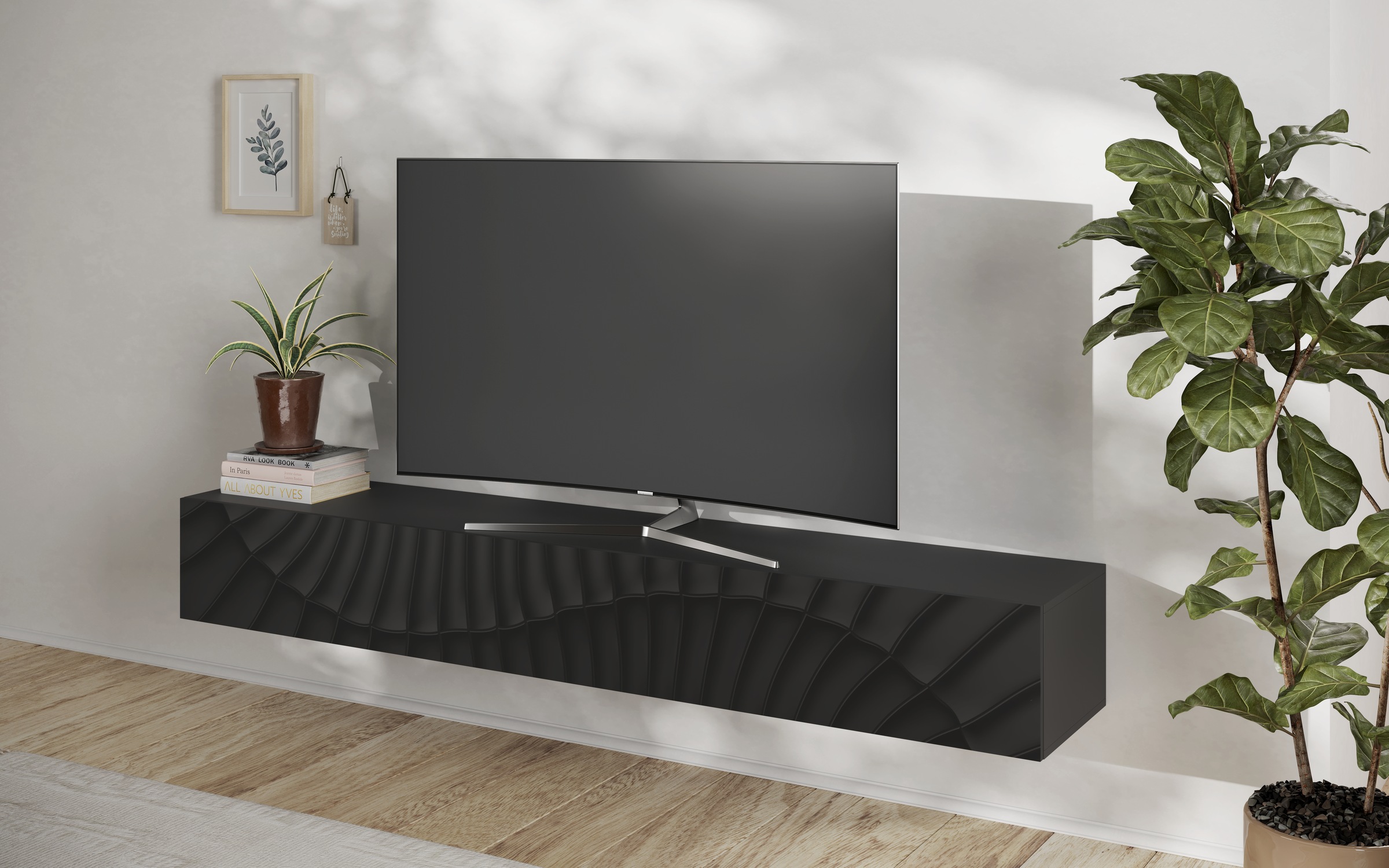 Image of GOODproduct TV-Board "Snake, Schwebe-Lowboard, TV-Schrank, Media-Board, Breite 210 cm" mit Siebdruck-Front, 1 Klappe, wandhängend, stilvoll & funktional