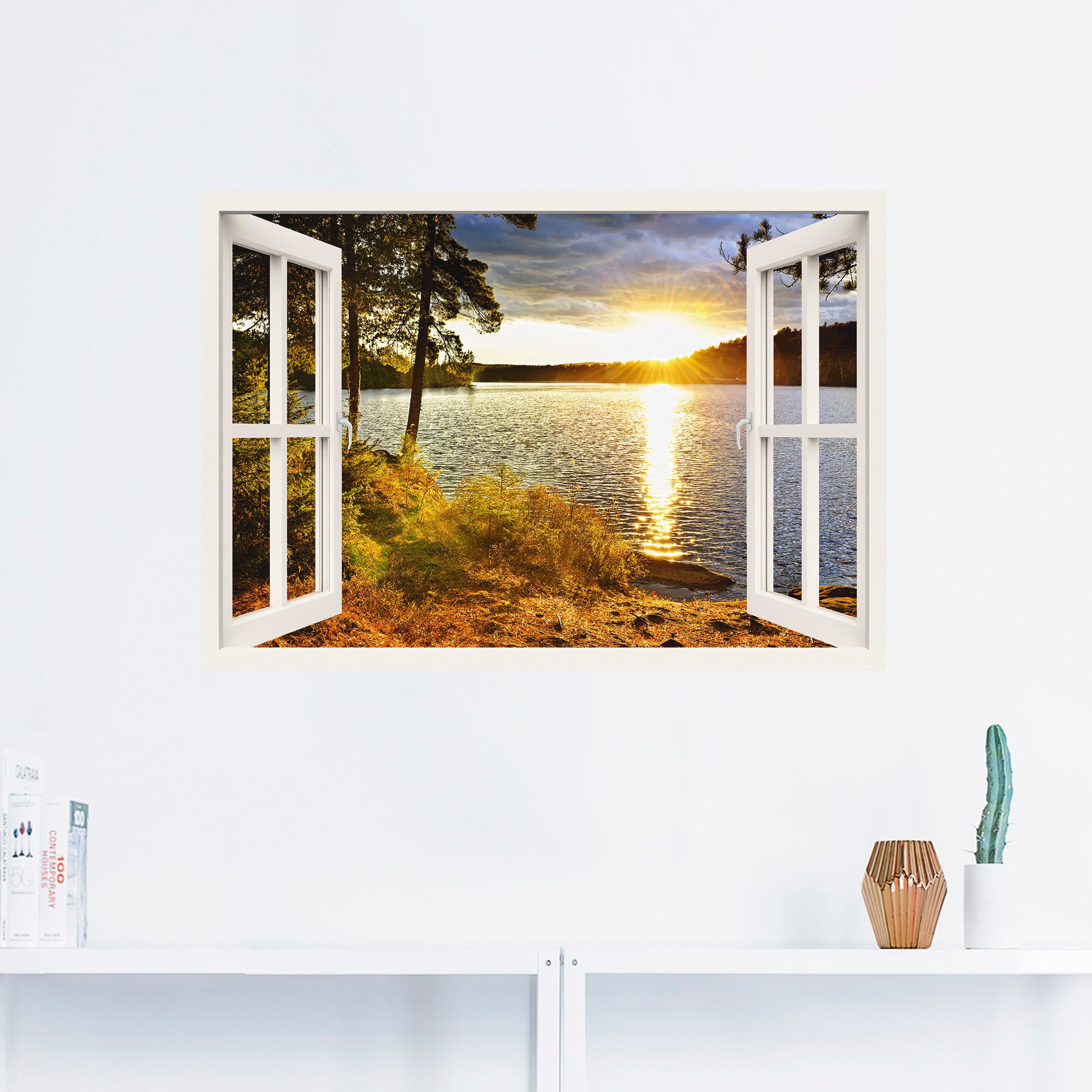 Artland Wandbild »Sonnenuntergang im Algonquin Park«, Fensterblick, (1 St.), als Leinwandbild, Poster, Wandaufkleber in verschied. Grössen