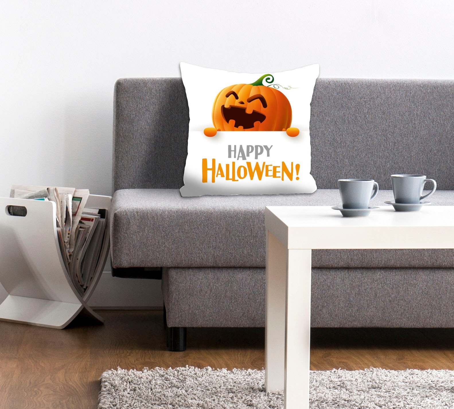 Image of queence Dekokissen "Smiling Pumpkin" Kissenhülle,Happy Halloween,Kürbis,Halloween,Gruselig,Festlich