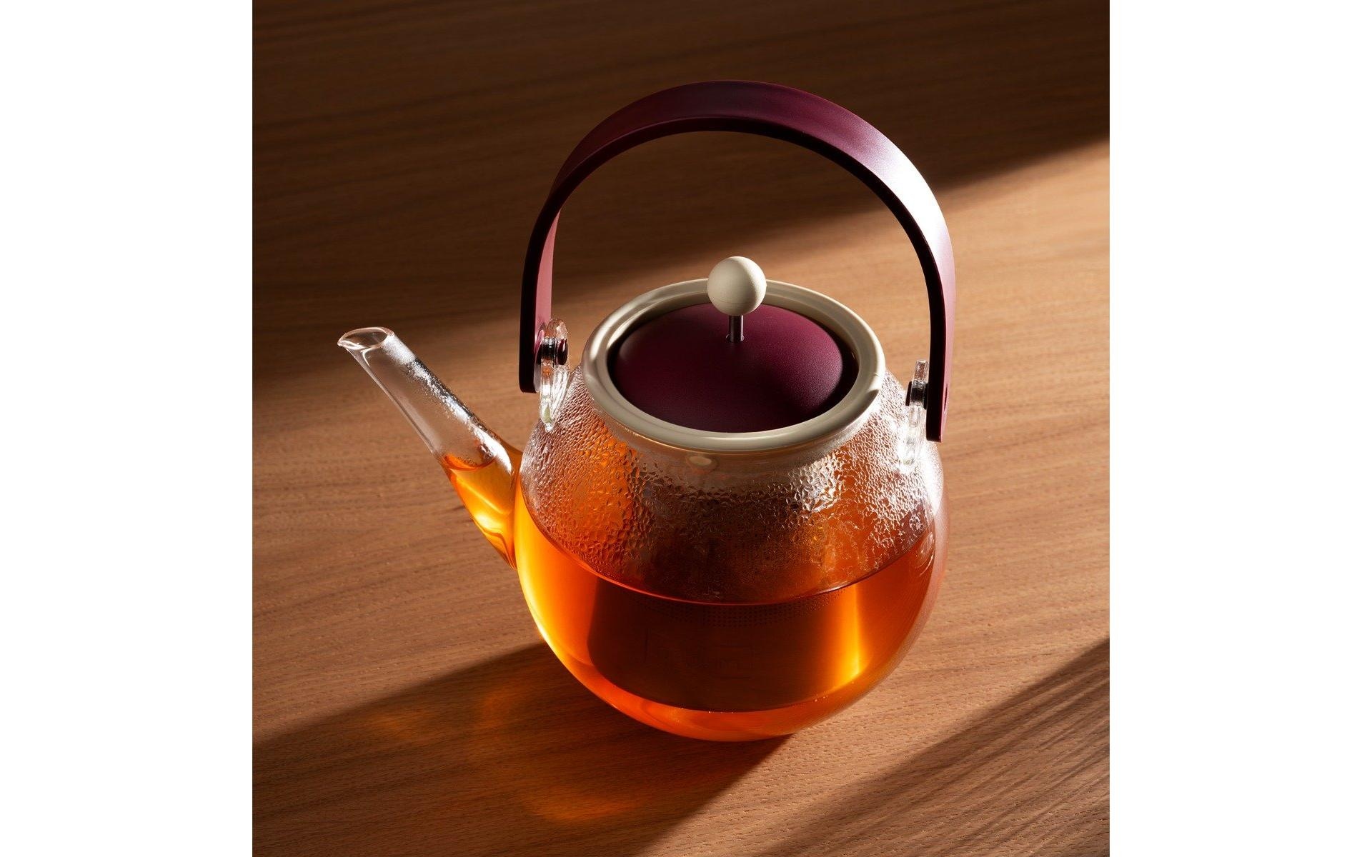 Bodum Distributeur de thé »Assam 1 l« Teebereiter mit Edelstahlfilter und Bambus Henkel